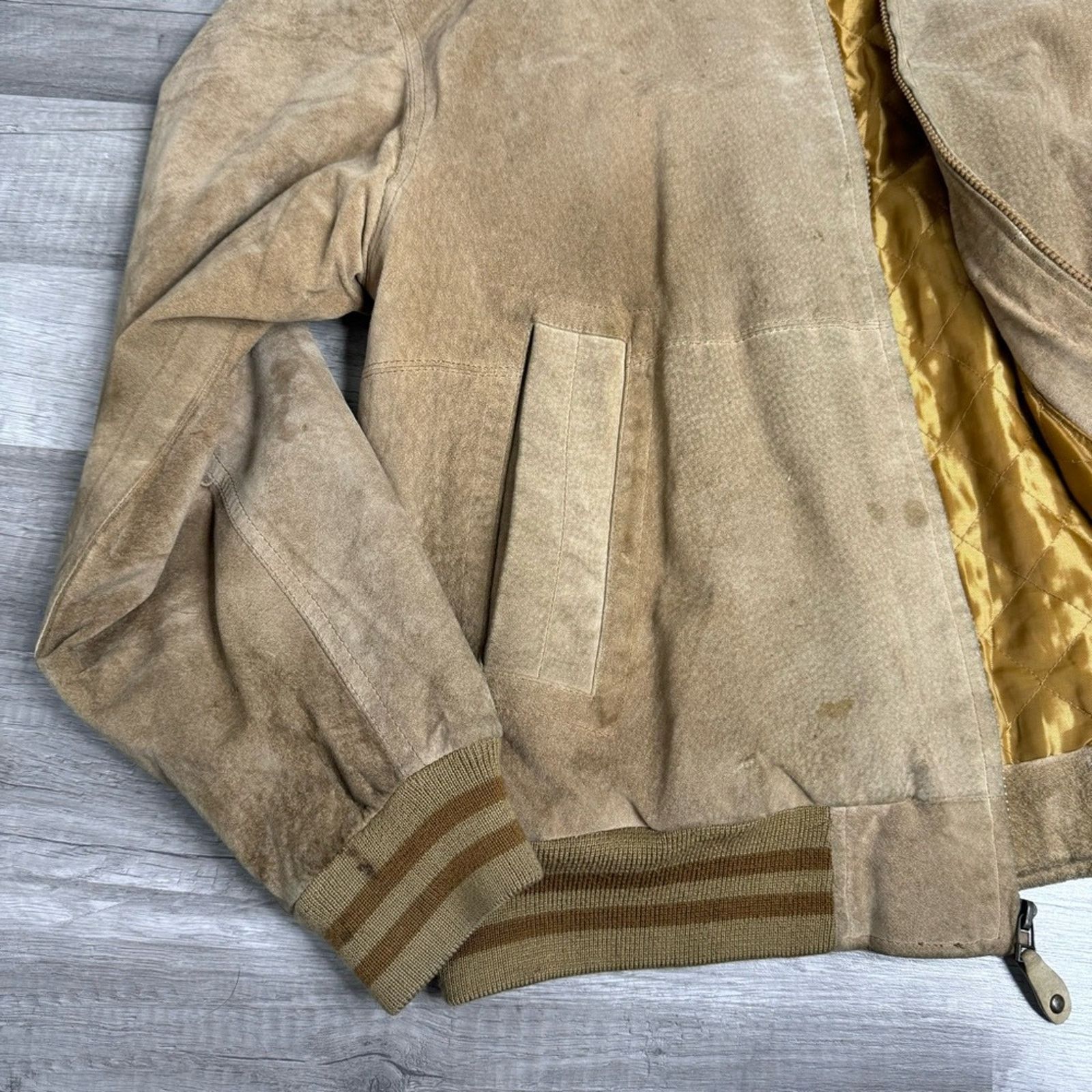 Vintage Vintage 90s Distressed Suede Bomber Jacket Grunge Size US L / EU 52-54 / 3 - 11 Thumbnail