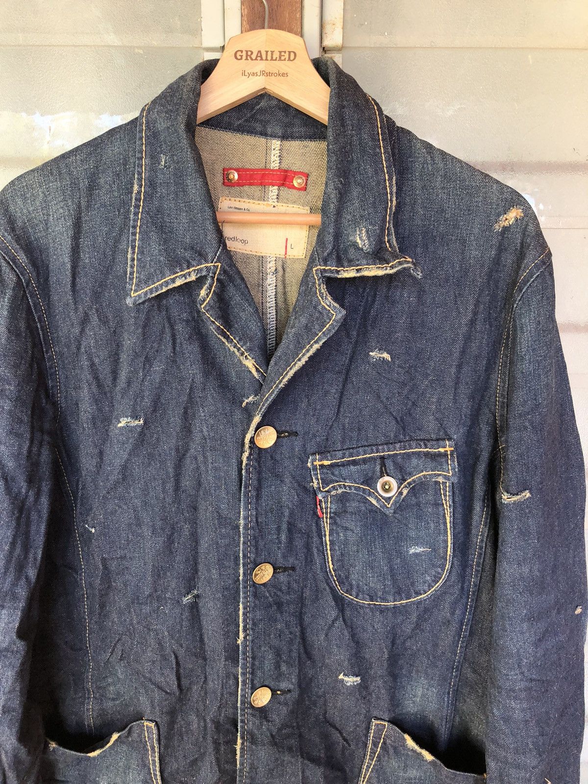 Levi's Vintage Levi’s Redloop Distressed Punk Style Denim Jacket Size US L / EU 52-54 / 3 - 5 Thumbnail