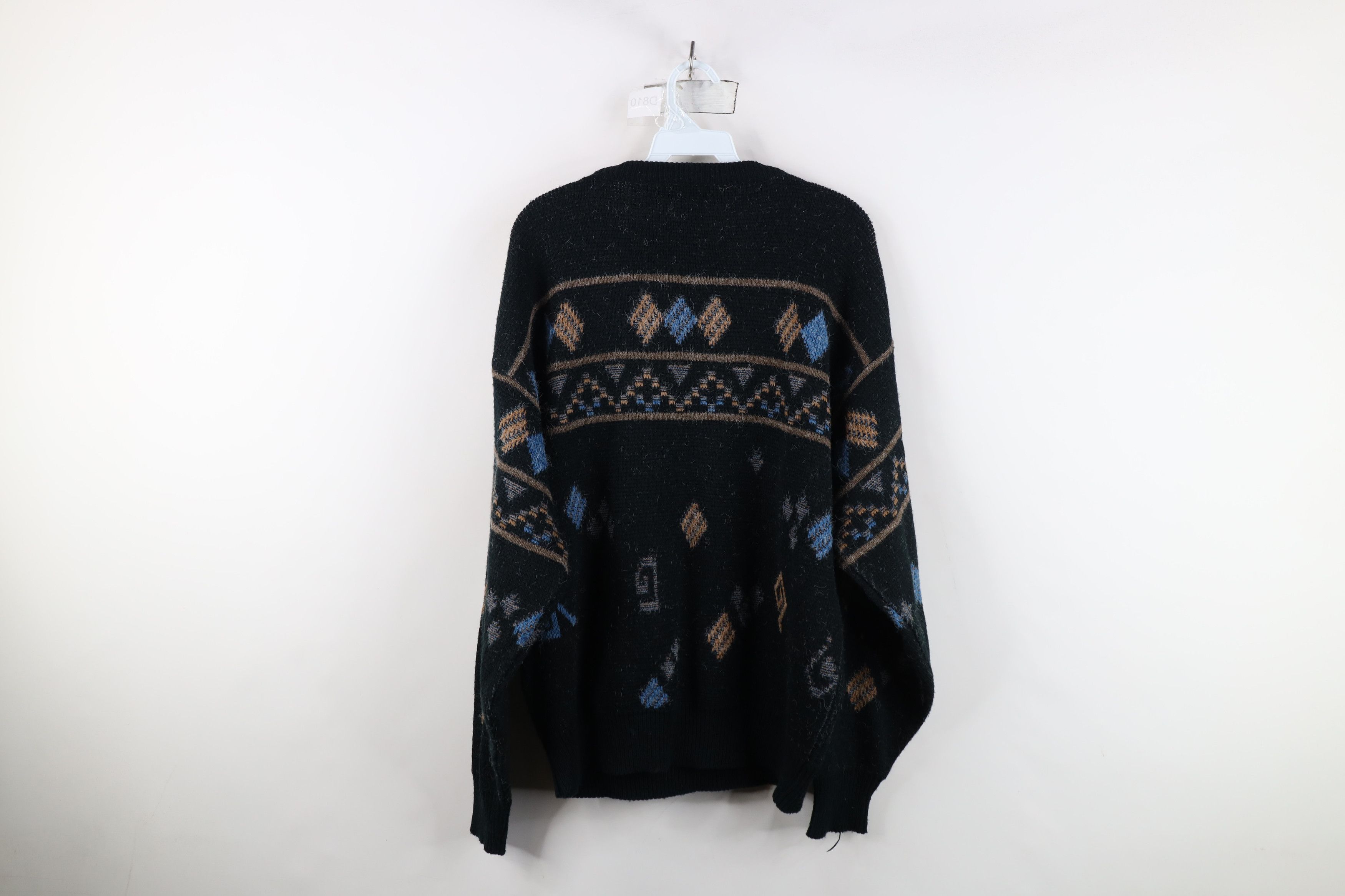 Vintage Vintage 90s Coogi Style Trim Striped Diamond Knit Sweater Size L / US 10 / IT 46 - 10 Thumbnail