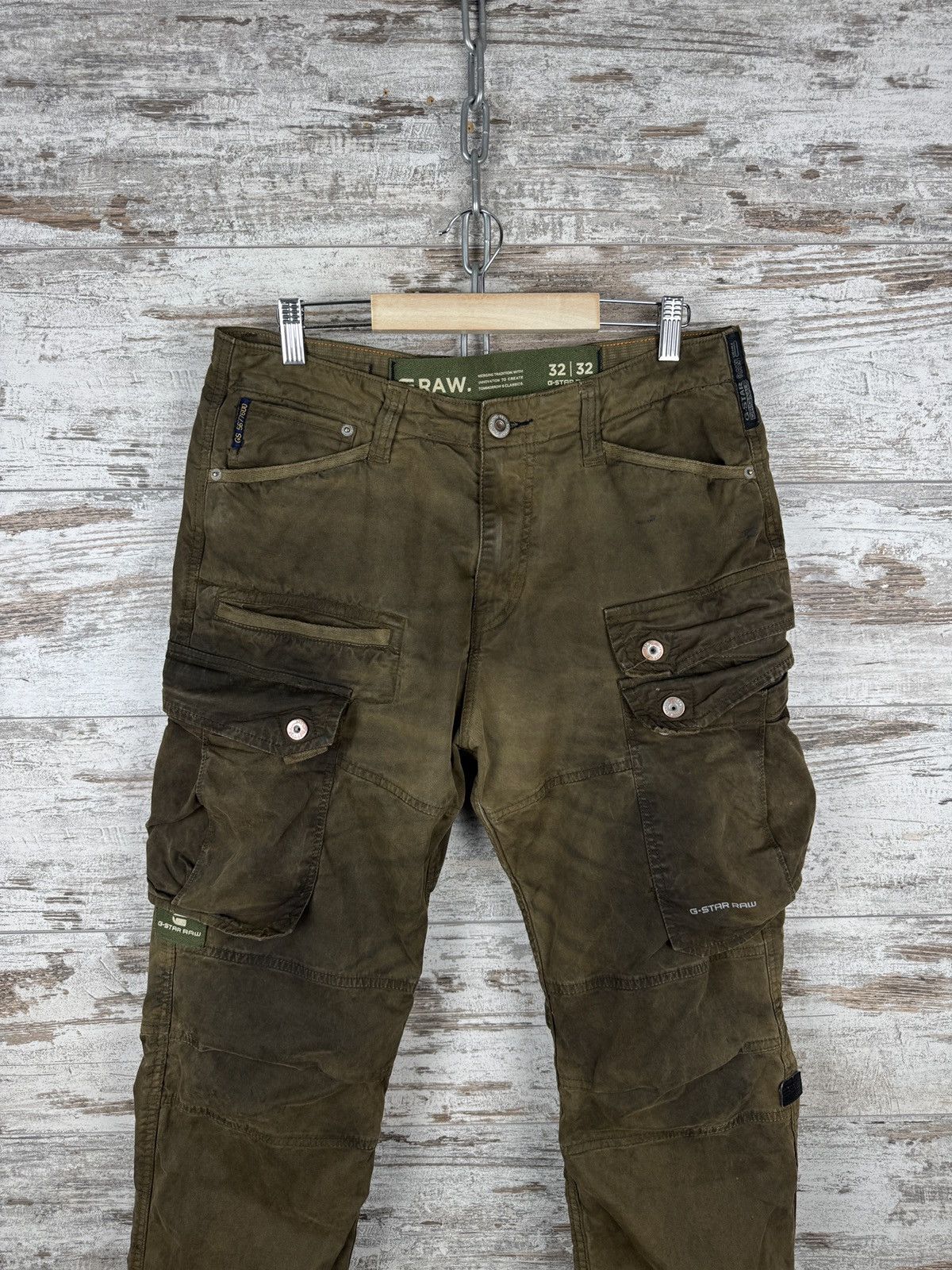 G-Star Mens Vintage G Star Raw RACKAM STRAIGHT CUFFED cargo pants Size US 32 / EU 48 - 3 Thumbnail