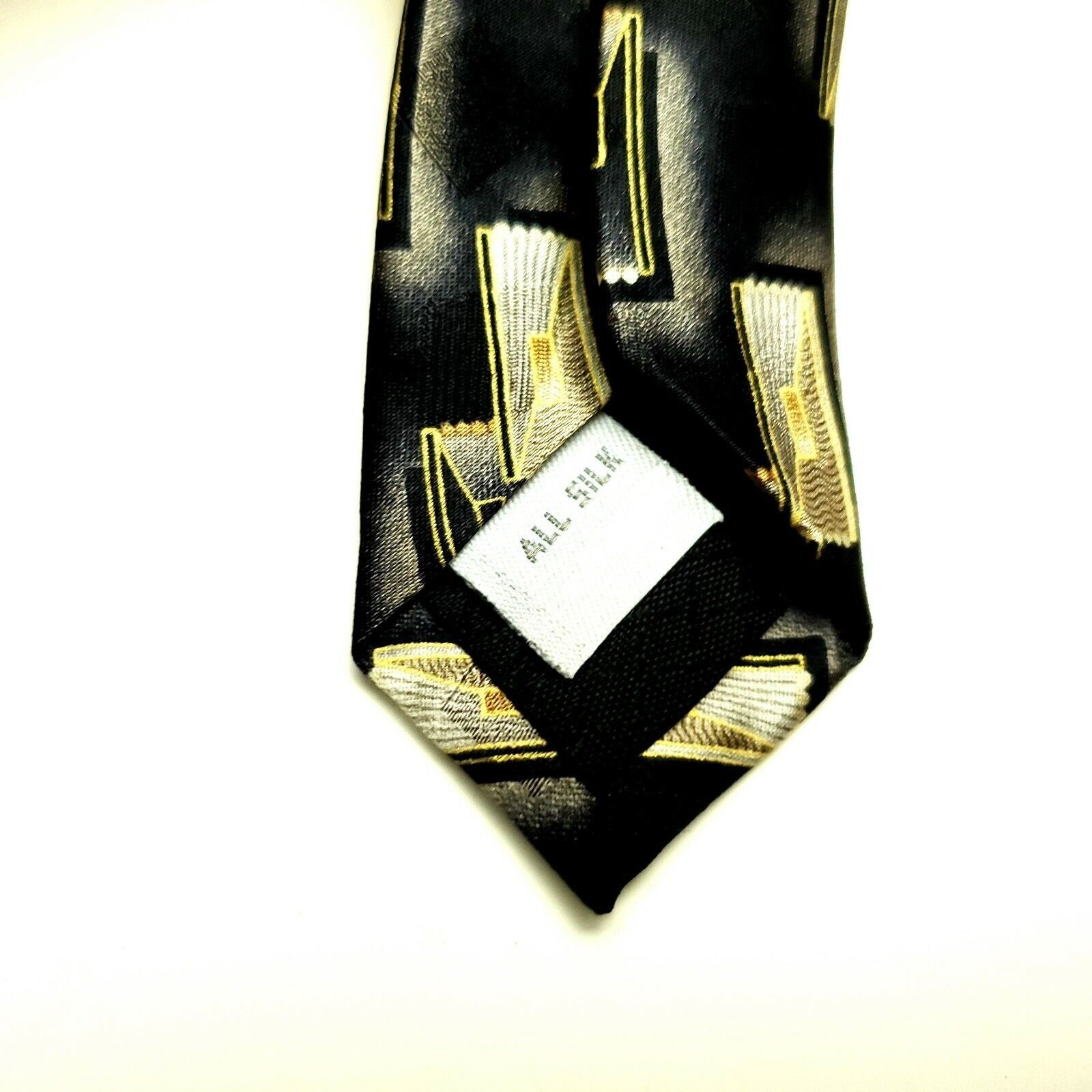 Pierre Cardin Pierre Cardin Silk Tie Gray Print Wide Abstract Size ONE SIZE - 4 Thumbnail