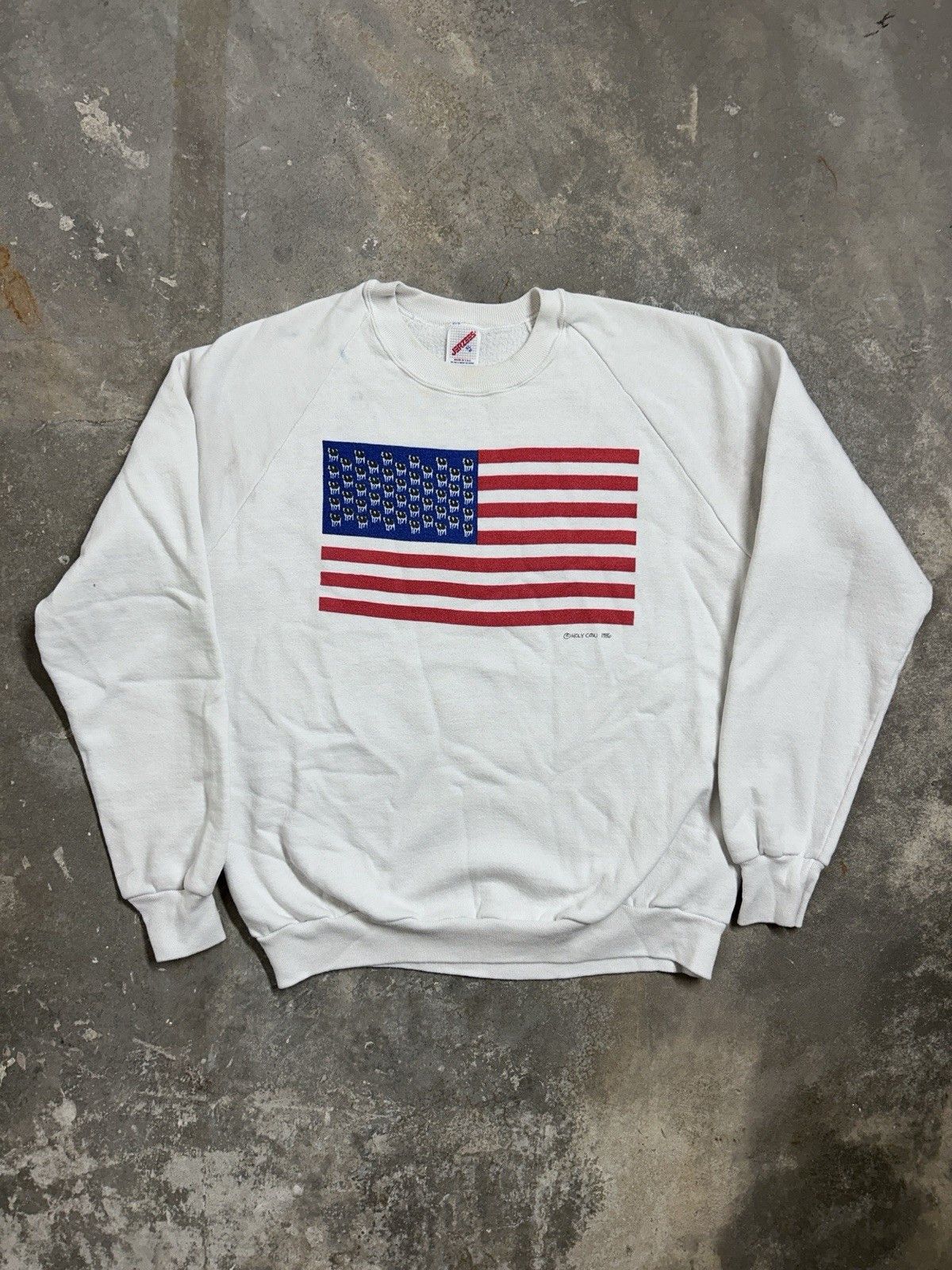 Jerzees Vintage 80’s Holy Cow Flag Graphic Sweatshirt Size Large Size US L / EU 52-54 / 3 - 1 Thumbnail
