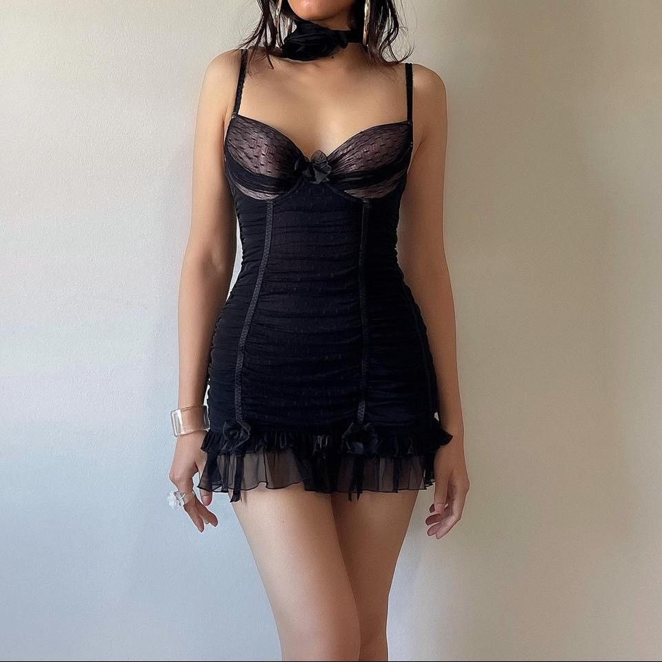 Victoria's Secret VS Black Mesh Mini Dress (34C/32D) Size ONE SIZE - 2 Thumbnail