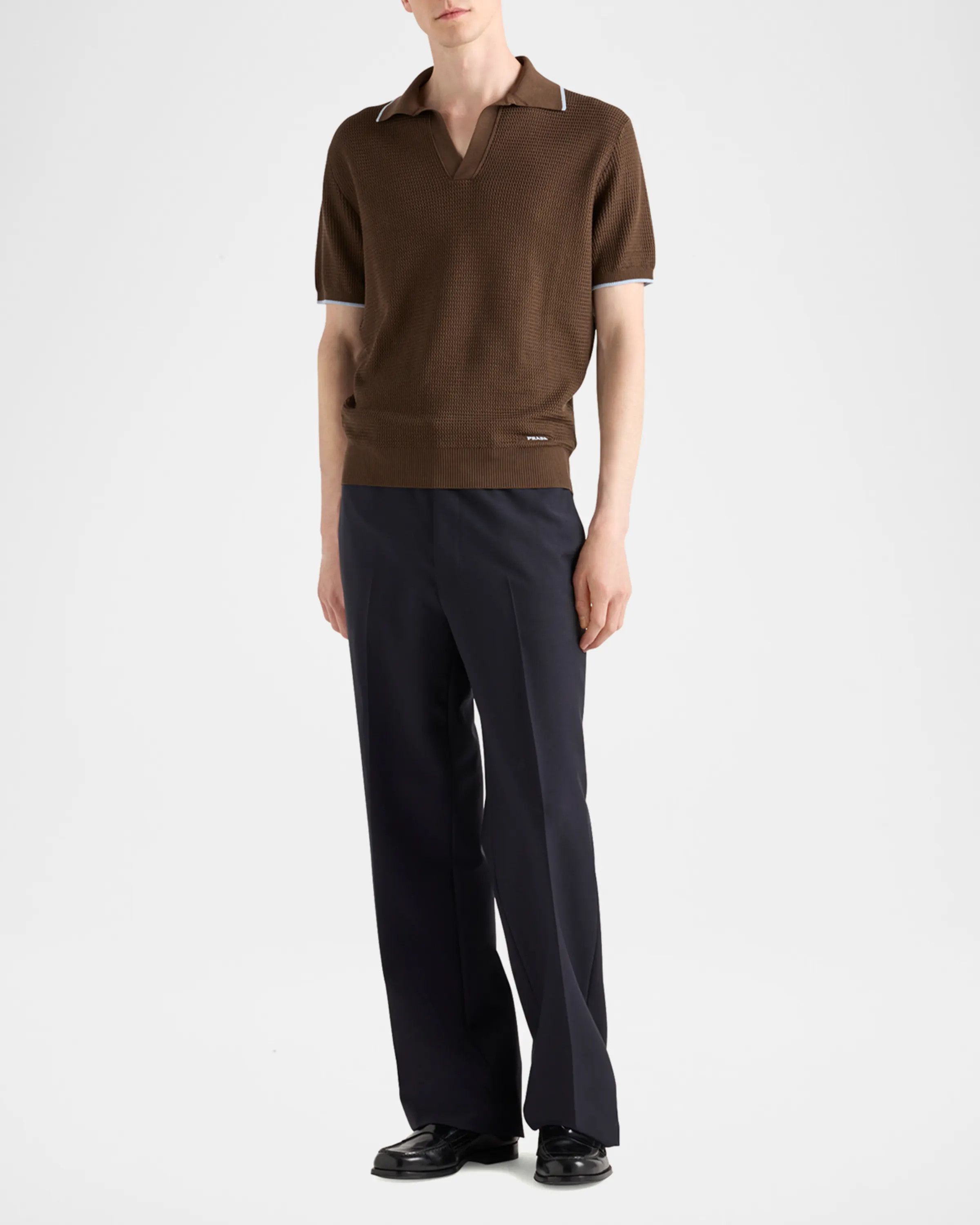 Prada Silk-Cotton Knit Polo Shirt Size US S / EU 44-46 / 1 - 6 Thumbnail