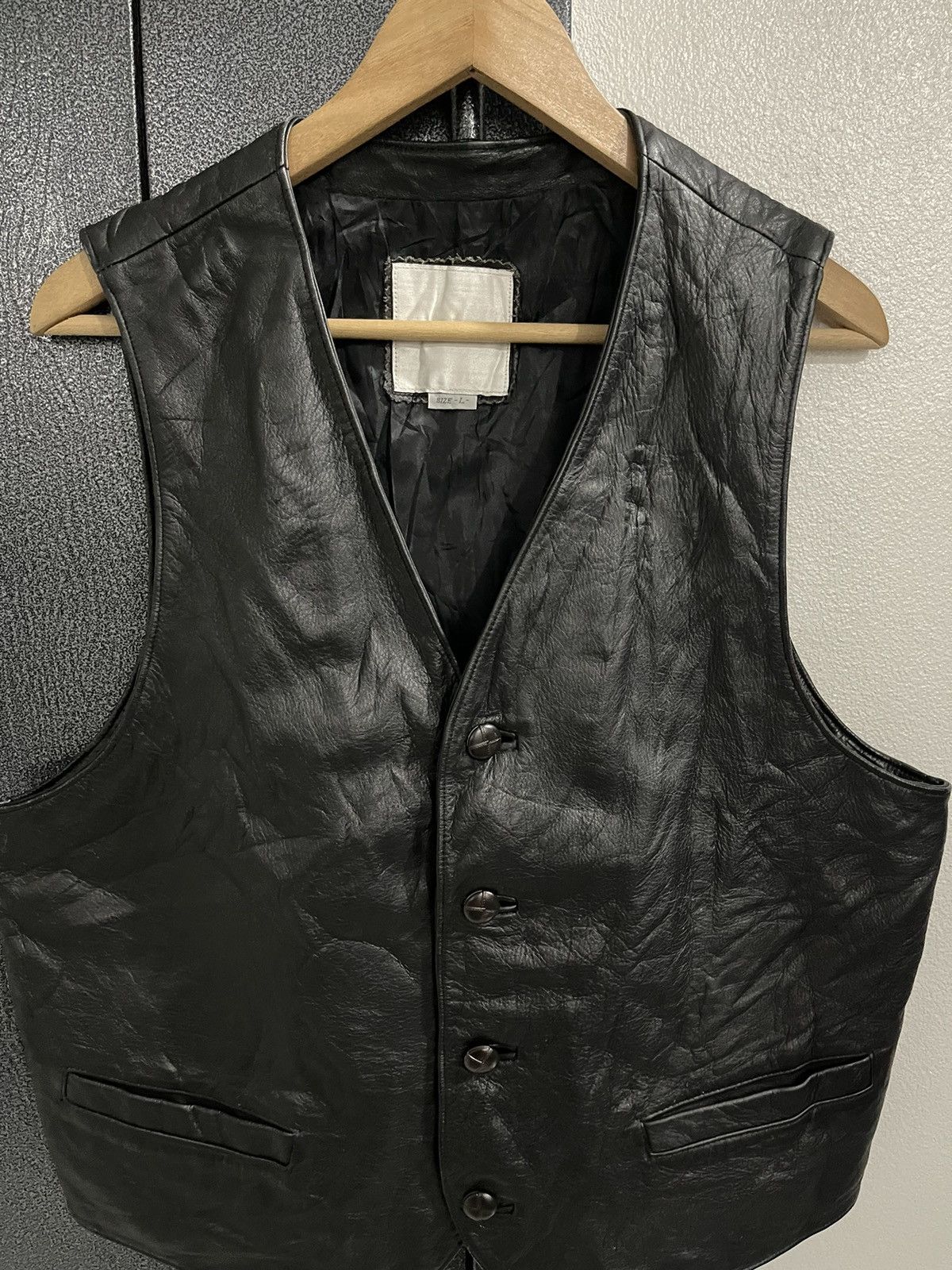 Leather × Vintage Vintage Seahop Pour Homme Cow Leather Vest Size US L / EU 52-54 / 3 - 4 Thumbnail