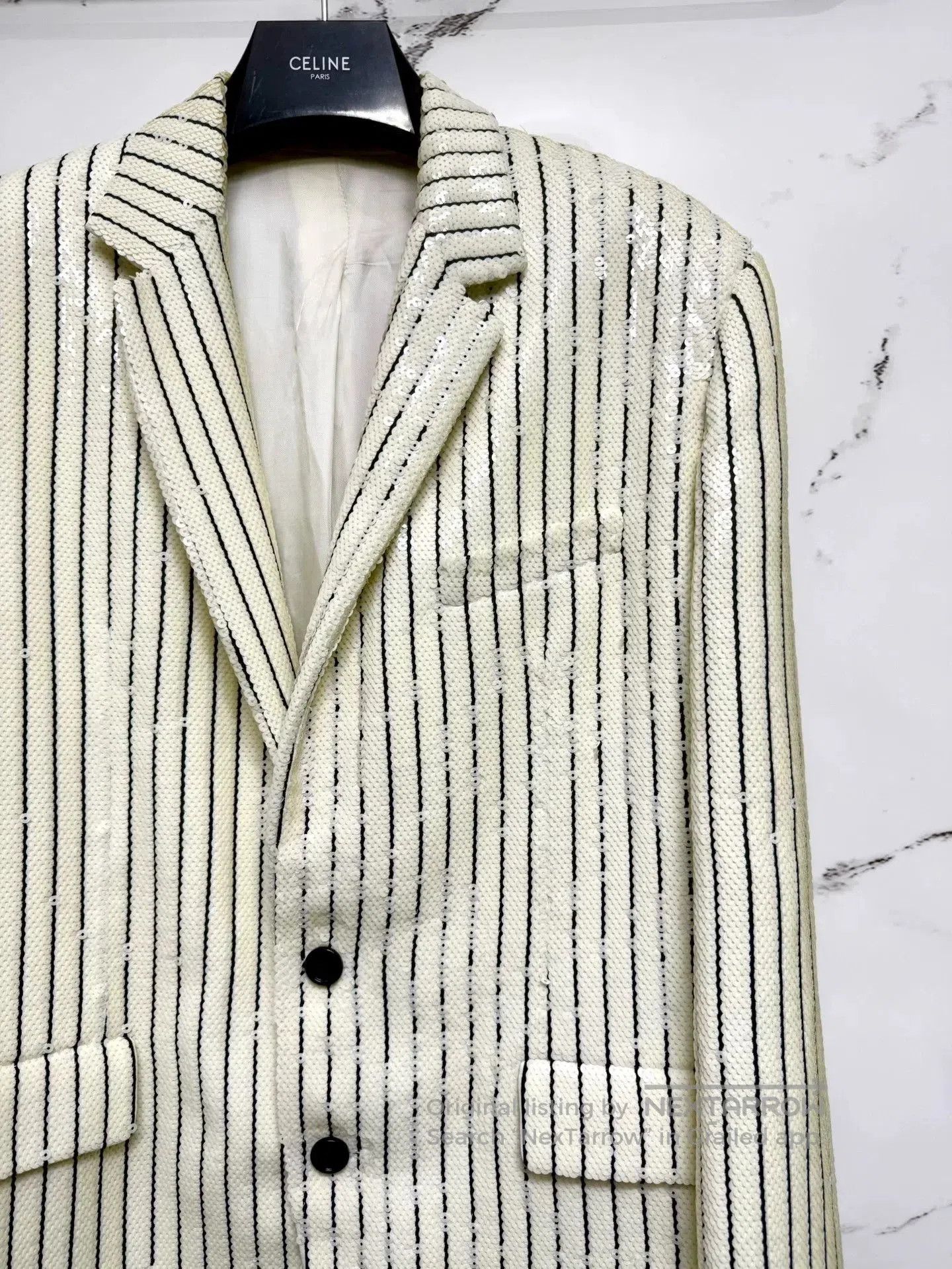 Celine celine striped blazer in black and white. Size L / US 10 / IT 46 - 2 Thumbnail