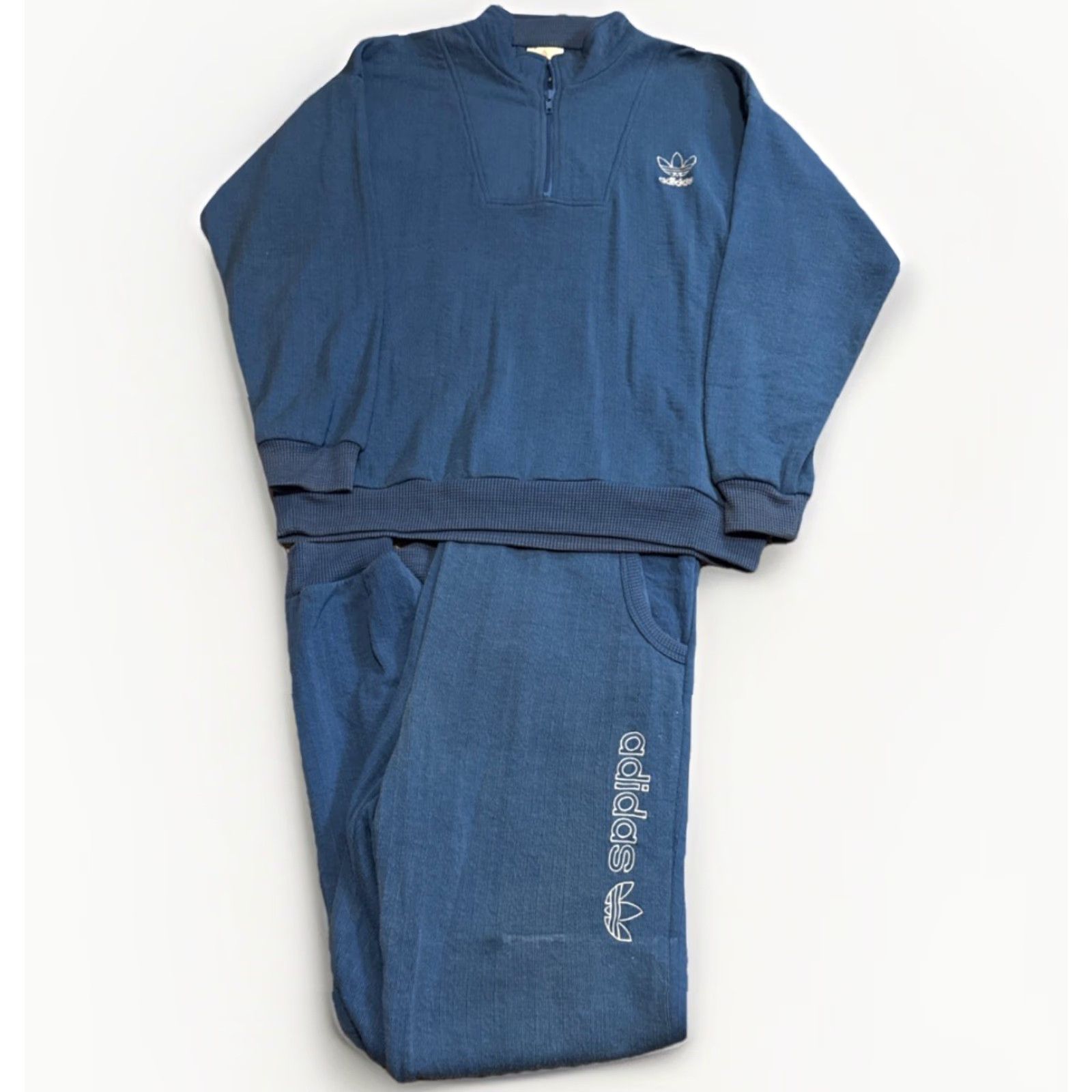 Adidas VINTAGE Adidas Quarter Zip Sweatshirt Sweatpants Suit Set Pullover Blue L Men Mens Size US L / EU 52-54 / 3 - 2 Thumbnail