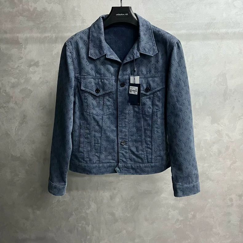 Louis Vuitton Blue Logo full-print single-breasted casual