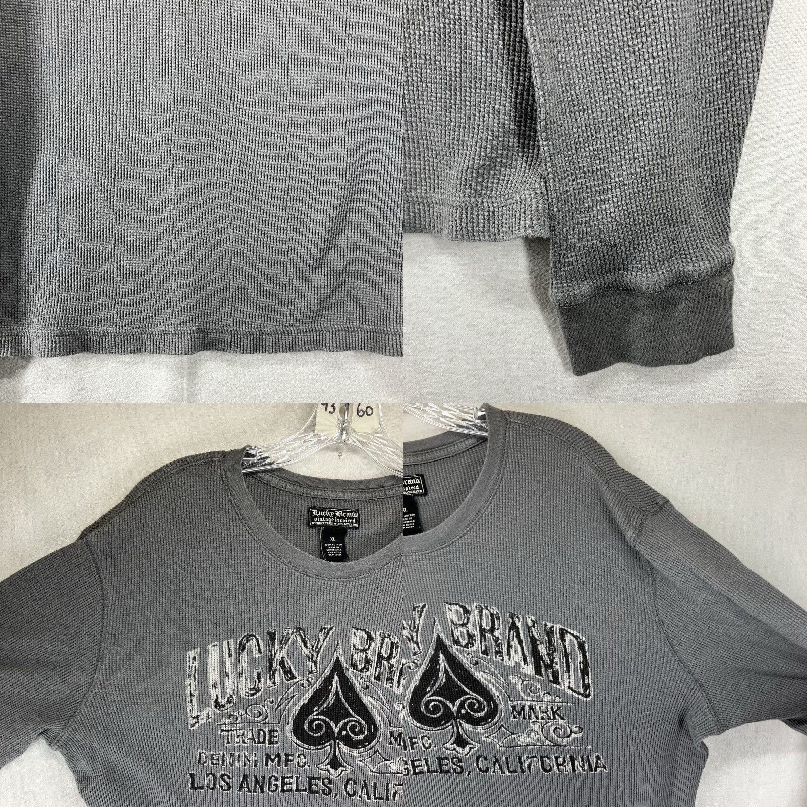 Lucky Brand VINTAGE Lucky Brand Thermal Long Sleeve Shirt Mens XL Gray Skate Grunge Y2K Size US XL / EU 56 / 4 - 8 Thumbnail