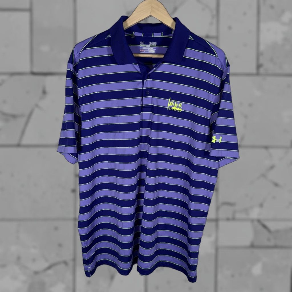Under Armour Under Armour HeatGear Purple Striped Polo Shirt Mens XL Size Size US XL / EU 56 / 4 - 1 Thumbnail
