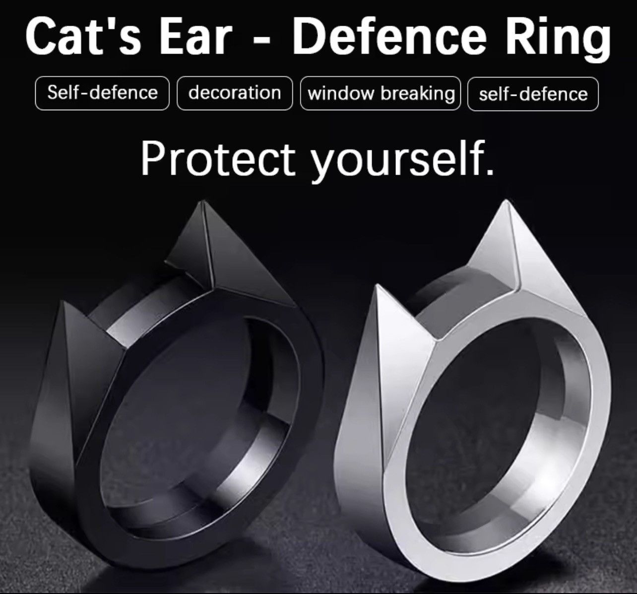 Other Cat Ear Rings Gold Black Silver Color Punk Gothic Size ONE SIZE - 2 Thumbnail
