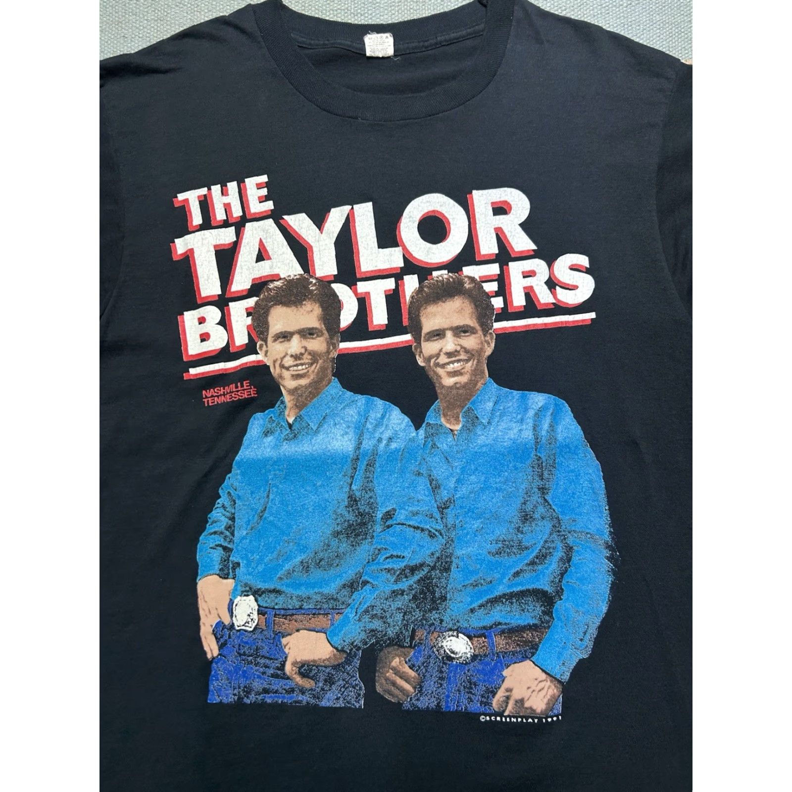 Vintage VINTAGE 90s Screen Stars T-Shirt Taylor Brothers Country Music XL Black Mens Size US XL / EU 56 / 4 - 2 Thumbnail