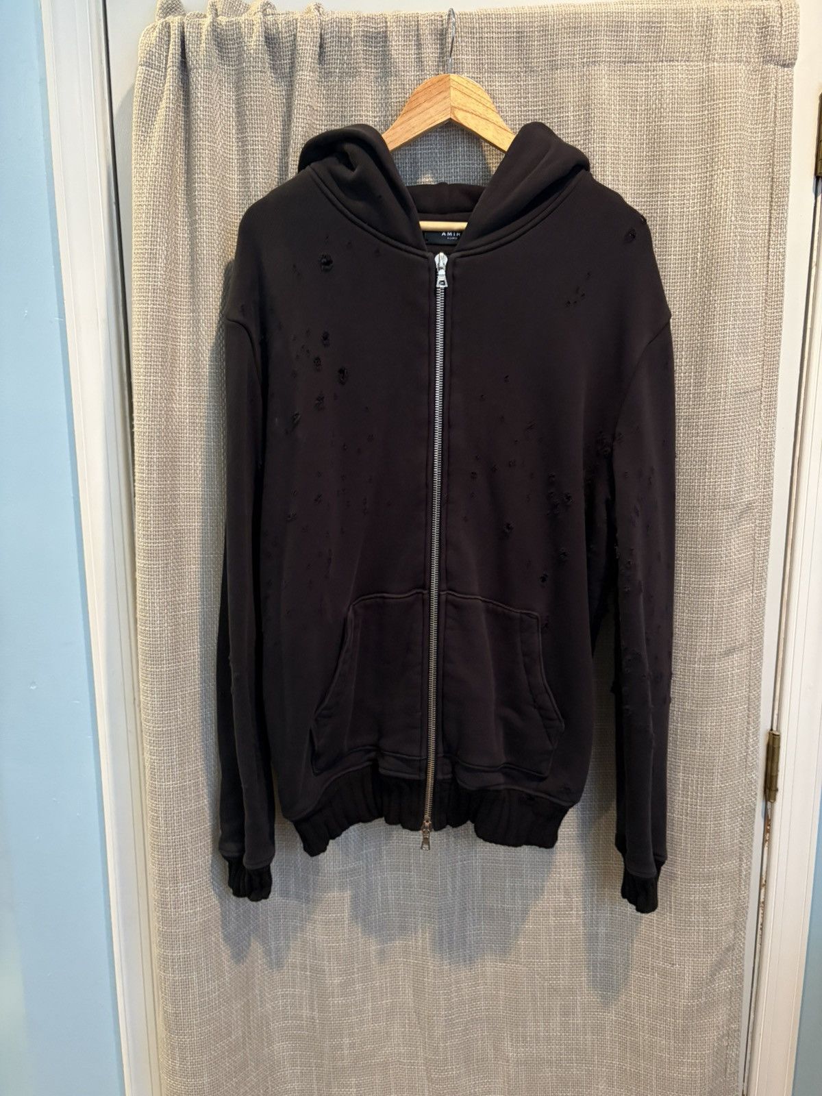 Amiri Amiri Black Shotgun Distressed Hoodie Size US XL / EU 56 / 4 - 1 Thumbnail