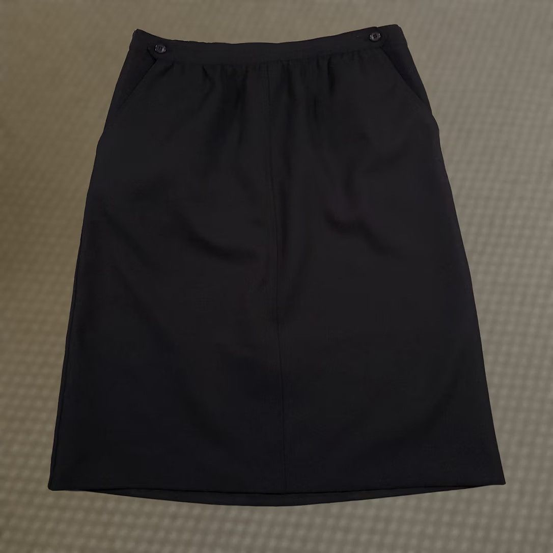 Vintage VINTAGE Haberdashery Skirt A-Line Midi Black 16 Women USA Union Made Button Elastic Waist Size 38" / US 16 / IT 52 - 1 Thumbnail