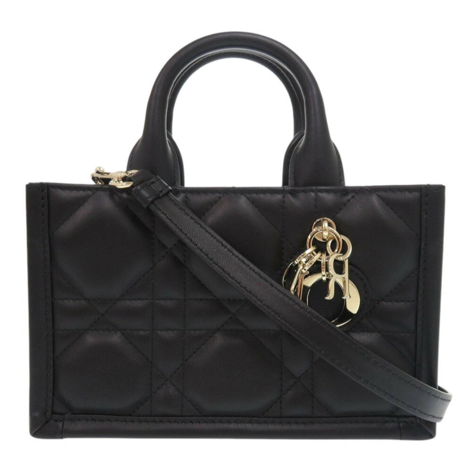 Like New Christian Dior Book Tote Mini Macrocannage S5573Owhp Calfskin Black Handbag Shoulder Bag 0916Christian, Women's