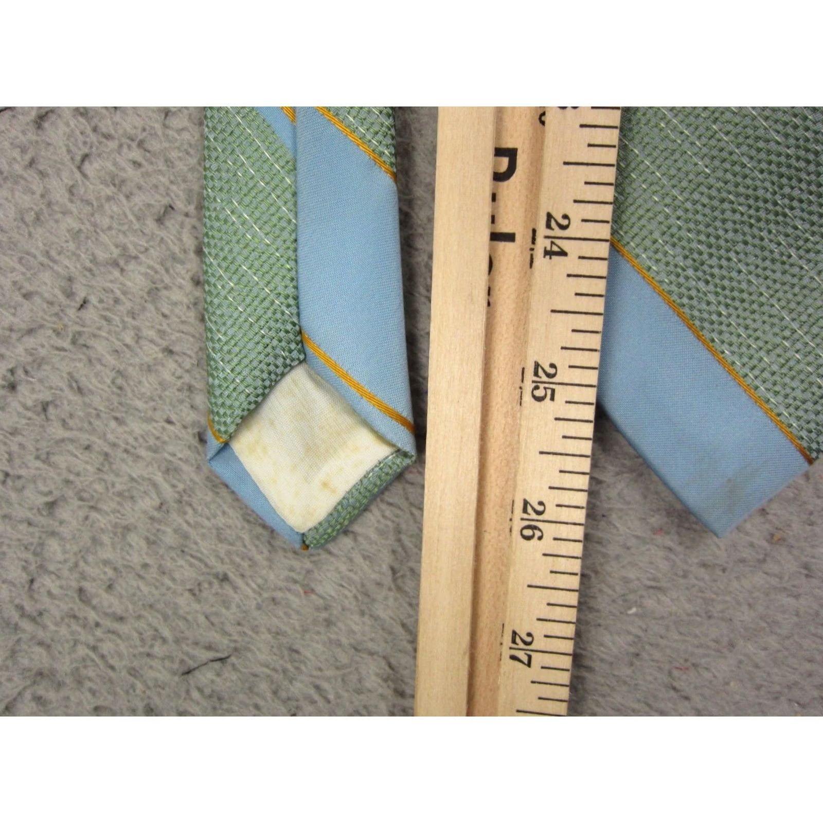 Vintage VINTAGE Towncraft Tie Blue Green Striped Mens OS Tie 60s Pennies 60s Mens Neck Tie Size ONE SIZE - 7 Thumbnail
