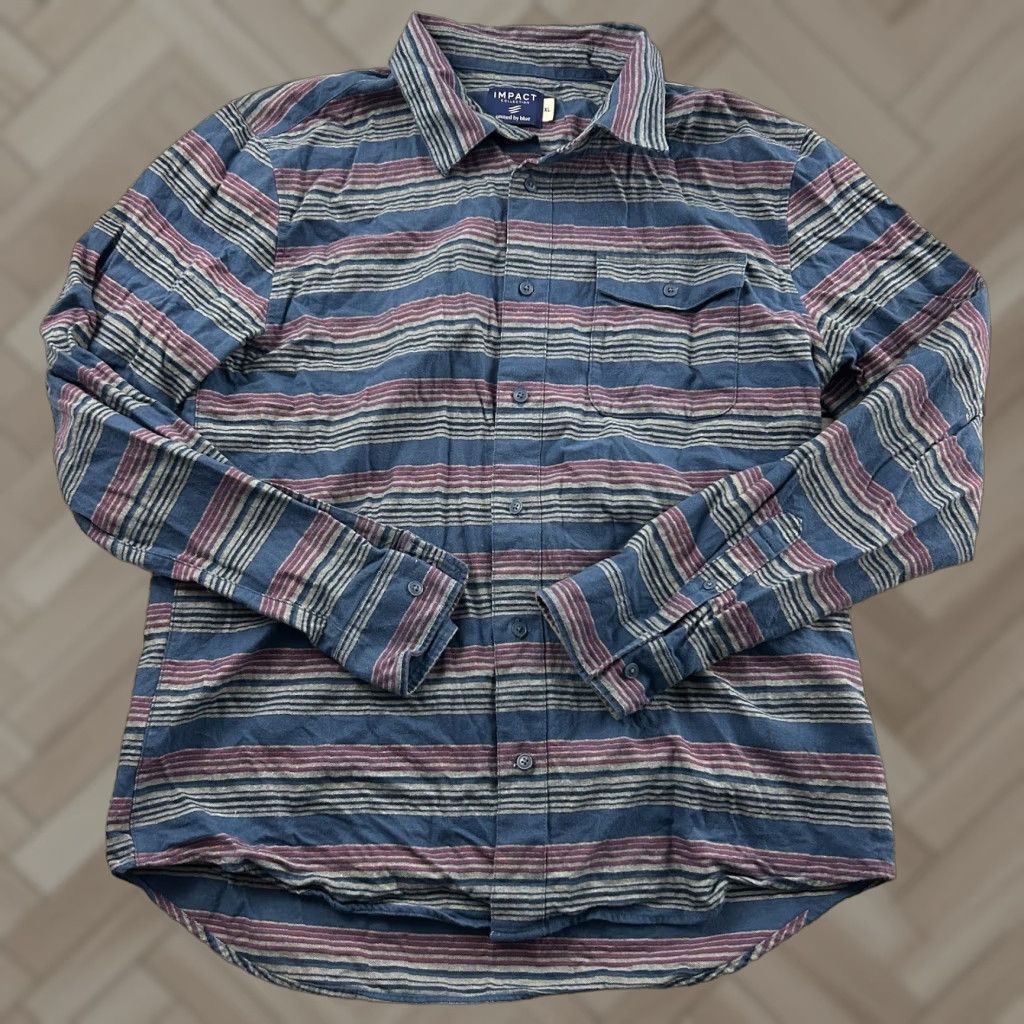 United By Blue United by Blue Striped Button-Up Shirt Men XL Blue Size US XL / EU 56 / 4 - 1 Thumbnail