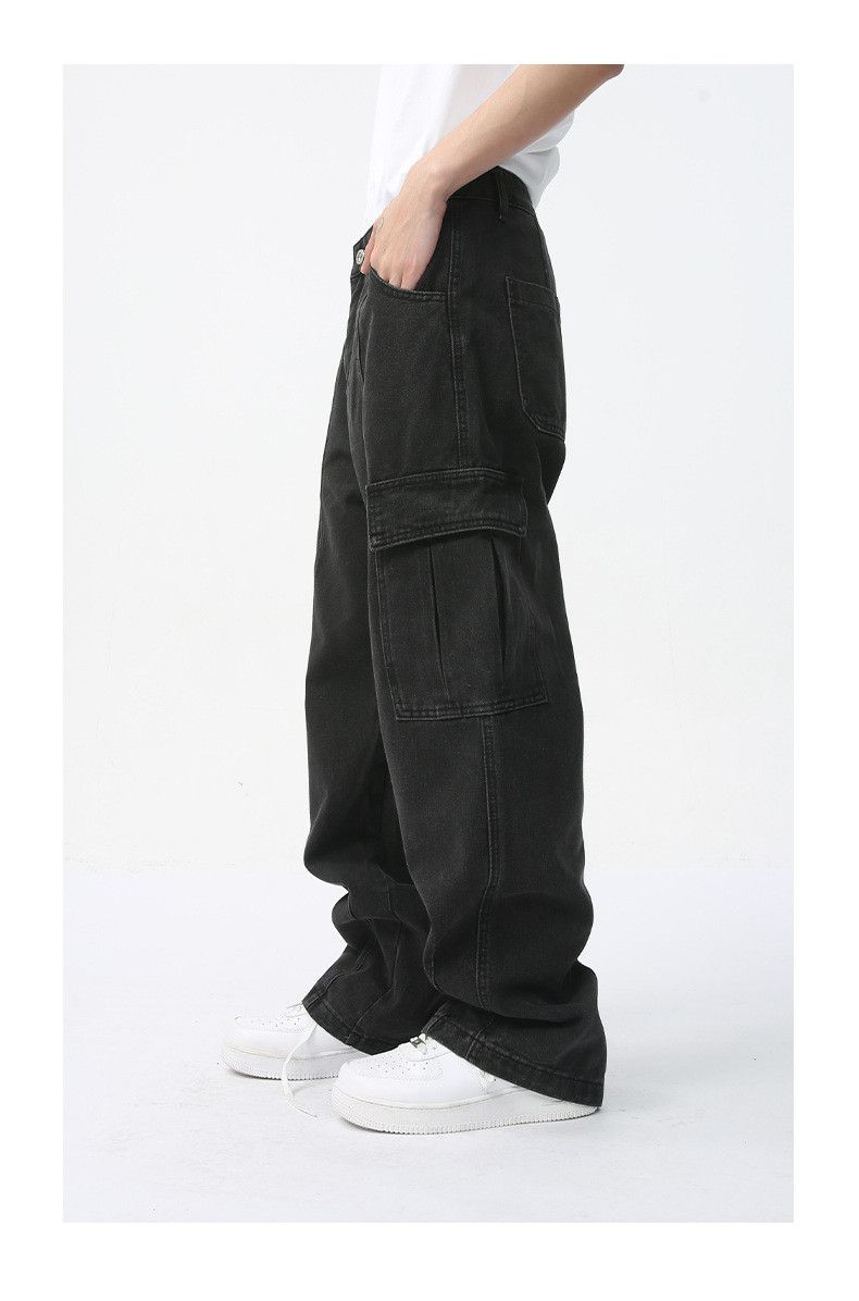 Japanese Brand Men's straight-leg casual pocket retro washed work jeans Size US 32 / EU 48 - 3 Thumbnail