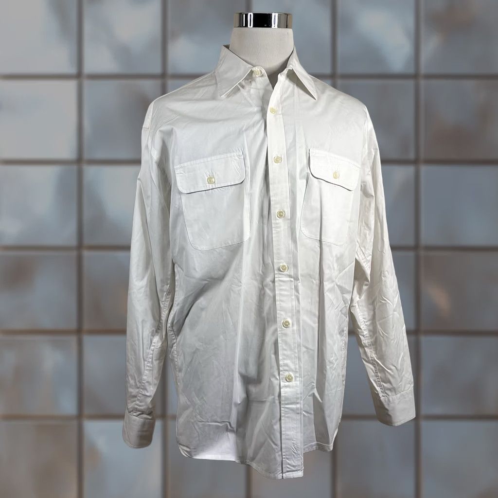 J.Crew J.CREW Shirt Large Vintage White 100% Cotton Button Front Casual Long Sleeve Collared Spread Collar Mens Regular Size US L / EU 52-54 / 3 - 1 Thumbnail