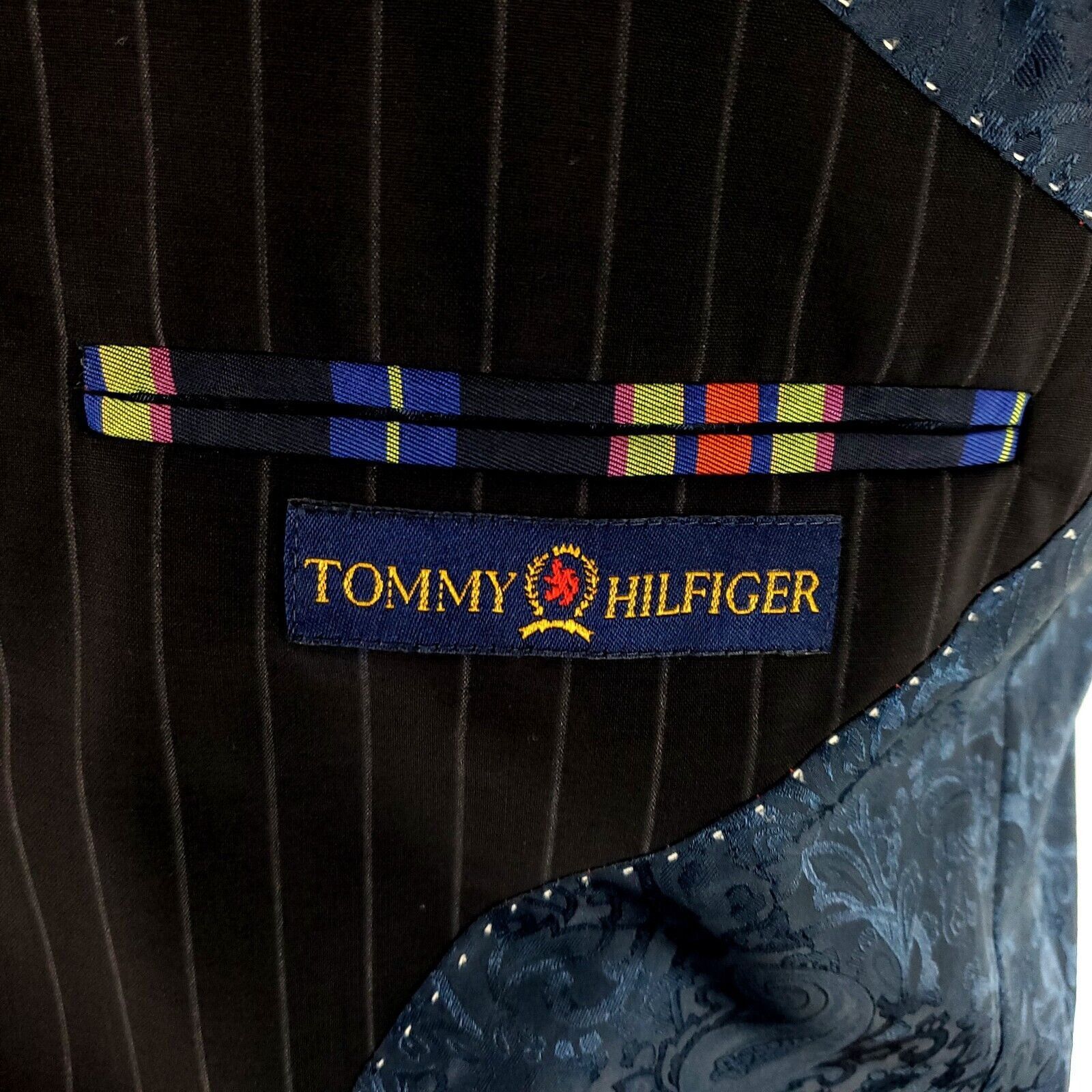Tommy Hilfiger Tommy Hilfiger Wool 3 Button 2 Piece Suit 40R Blue Striped 3 Size 40R - 9 Thumbnail
