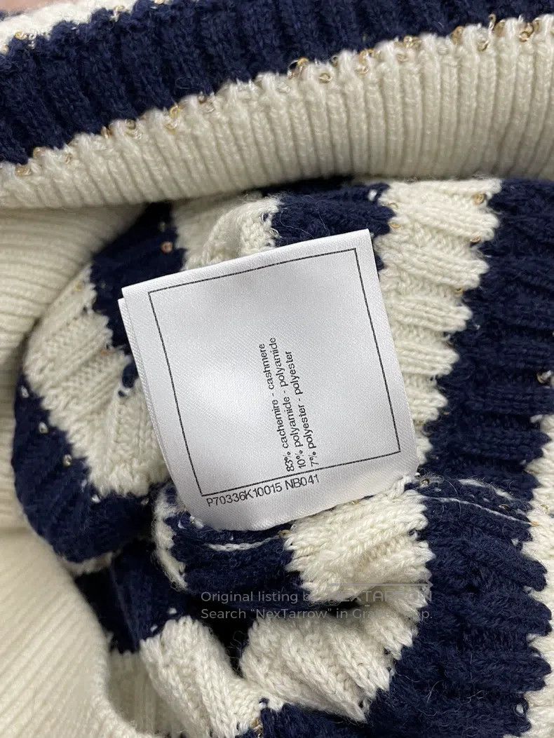 Chanel Chanel Blue and white sequin striped sweater long sleeves Size XS / US 0-2 / IT 36-38 - 6 Thumbnail