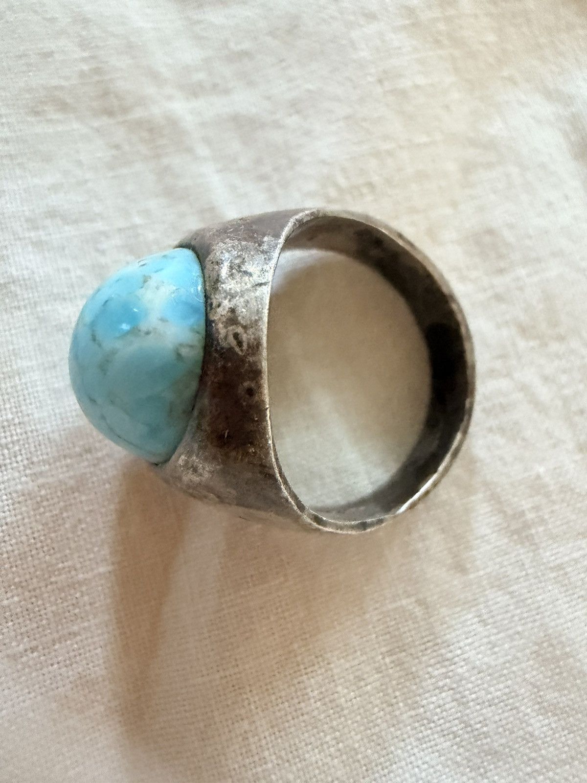 Other Sterling Silver 925 Turquoise Ring Sz 9 Chunky Wide Band Size ONE SIZE - 3 Thumbnail