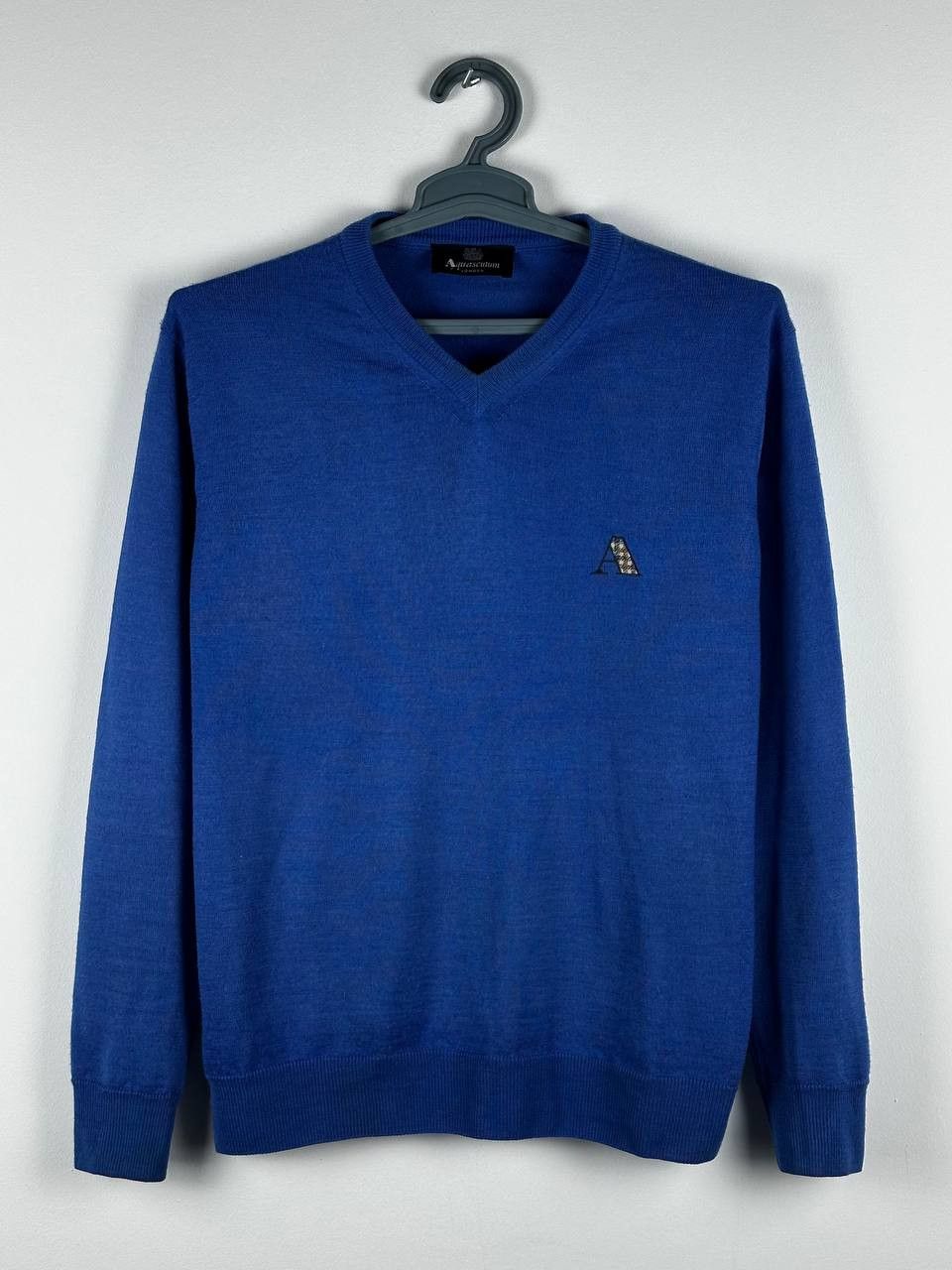 Aquascutum × Vintage Aquascutum Vintage Blue Luxury Logo Wool Sweater Size US M / EU 48-50 / 2 - 1 Thumbnail