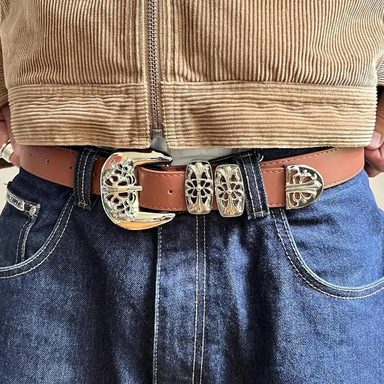 Cowboy Equipment × Vintage vintage buckle brown american western design belt Size ONE SIZE - 4 Thumbnail