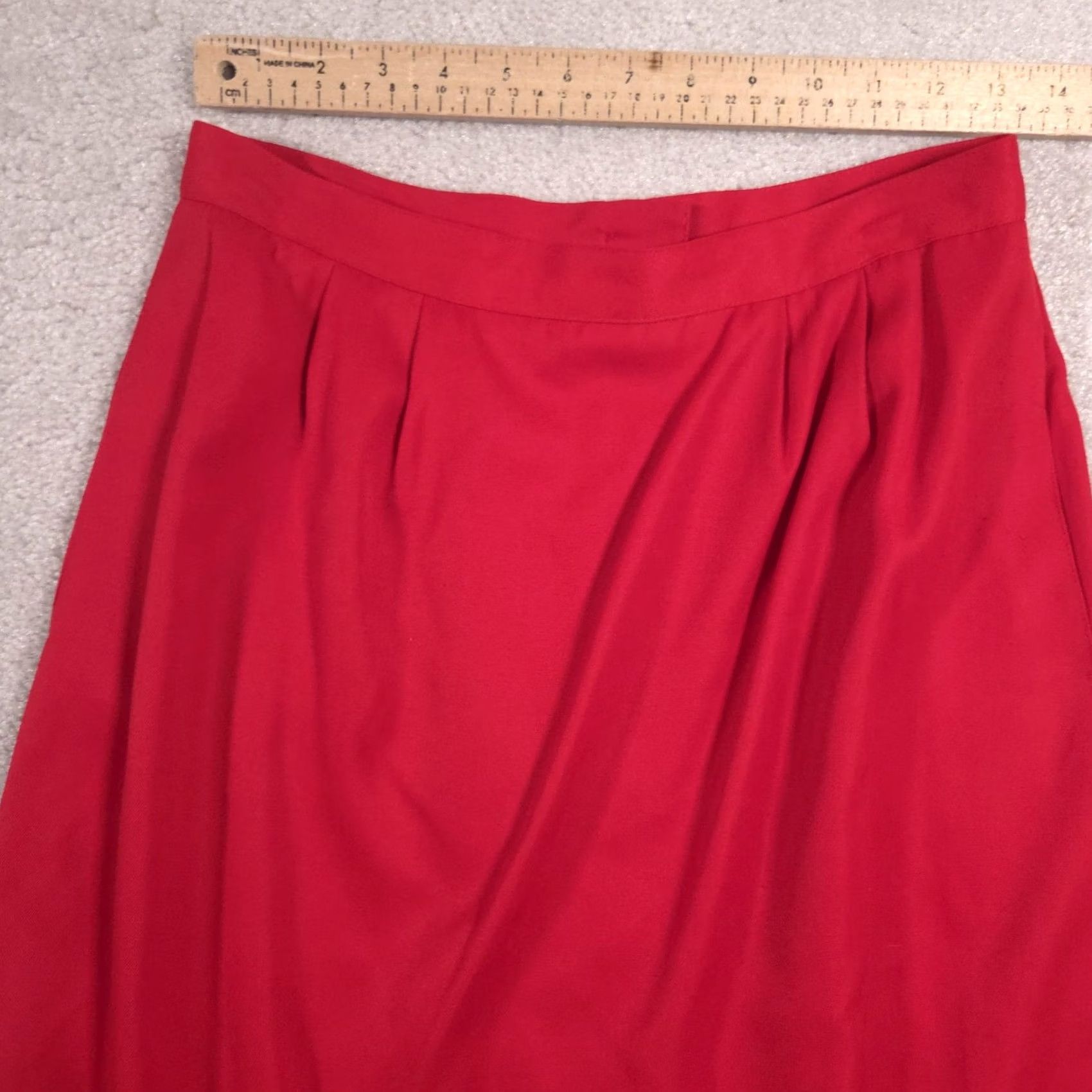 Worthington Worthington Skirt Womens 10 Red Pleated Lined Midi Pockets Slit Work Size 32" / US 10 / IT 46 - 6 Thumbnail