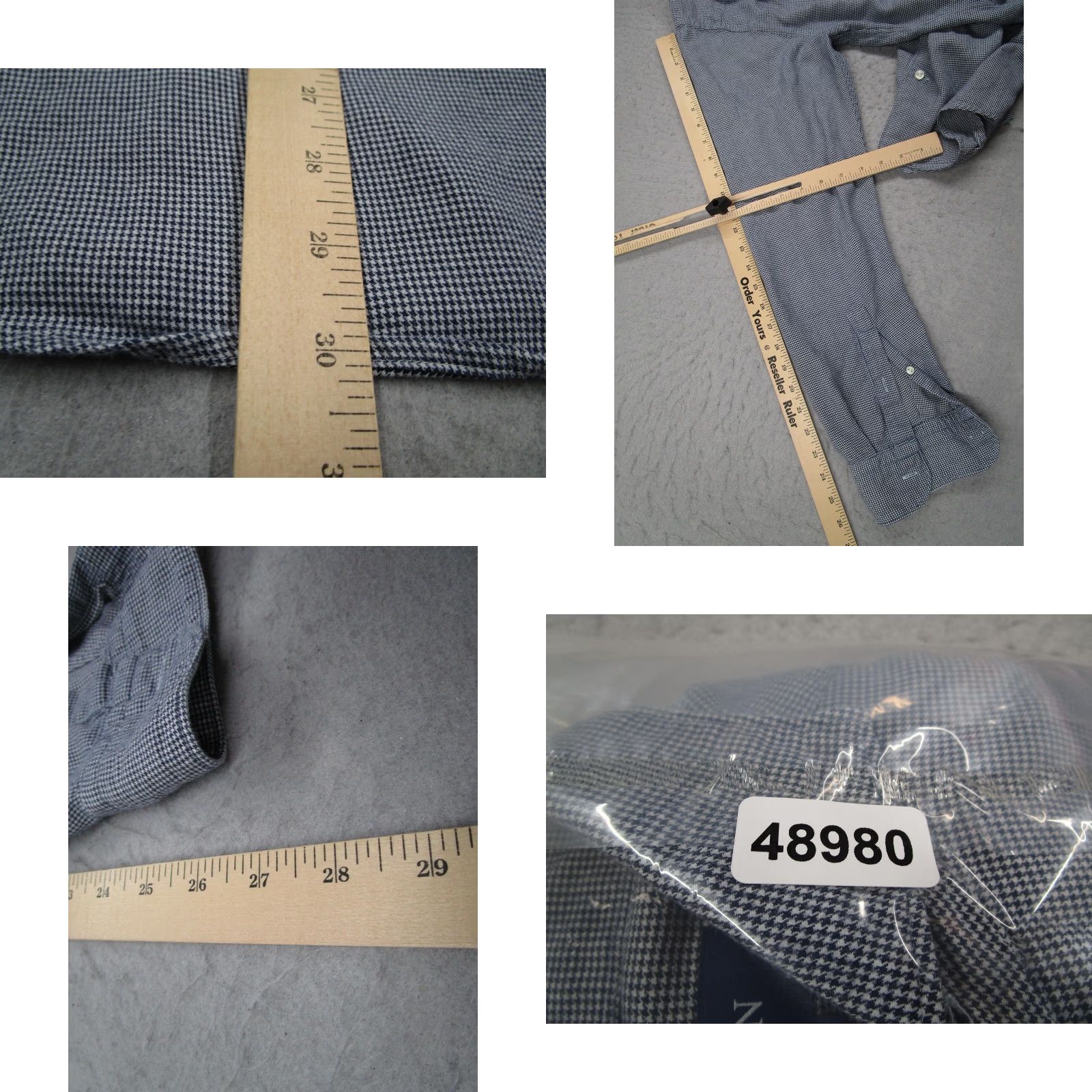 Eton Eton Shirt Mens Large Blue Slim Fit Dress Button Up Houndstooth Long Sleeve Size 42R - 8 Thumbnail