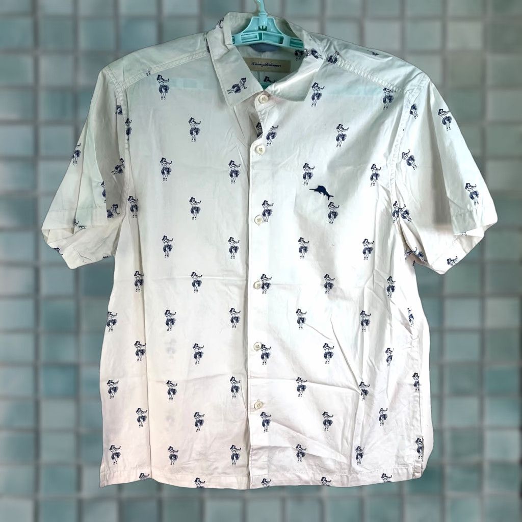Tommy Bahama VINTAGE Tommy Bahama Hula Girl Buttoned Up Shirt Men’s Size M White/Blue Short Sleeve Size US M / EU 48-50 / 2 - 1 Thumbnail