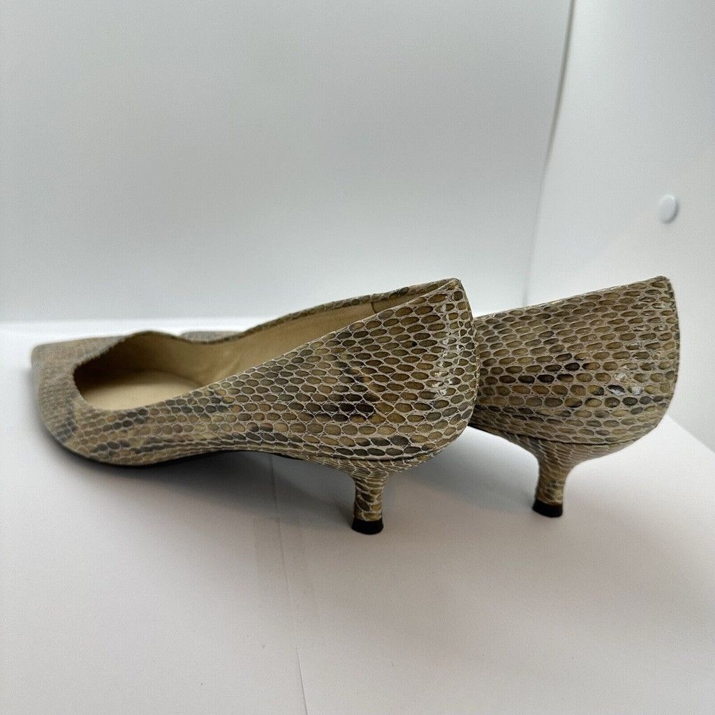Stuart Weitzman Stuart Weitzman 9.5M Snakeskin Kitten Heel Pointed Tan Pumps Size US 9.5 / IT 39.5 - 13 Thumbnail