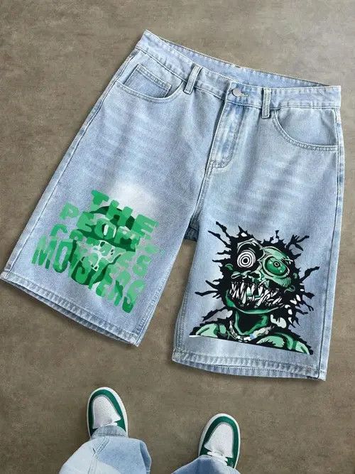 Japanese Brand × Vintage GRAPHIC retro Y2K DRIP jeans shorts Size US 34 / EU 50 - 1 Thumbnail