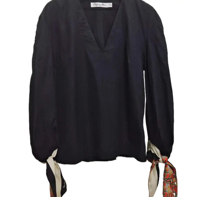 Dior Dior Spring Fall Black Cotton Short Sleeve Shirt 0089 Size S / US 4 / IT 40 - 1 Thumbnail