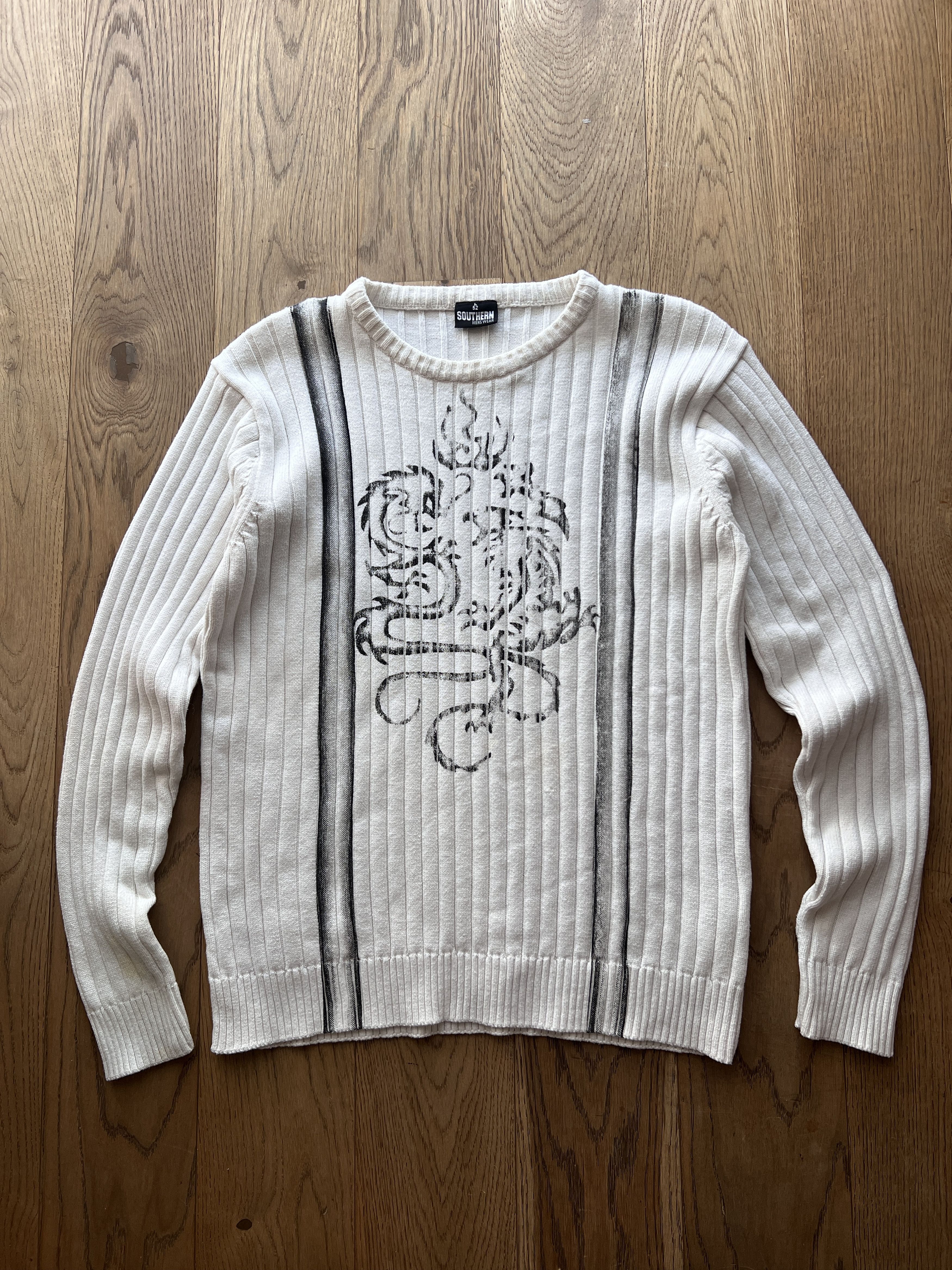 Japanese Brand Japan tribal 2000s Y2K ribbed structure knit sweater dragon Size US L / EU 52-54 / 3 - 19 Thumbnail