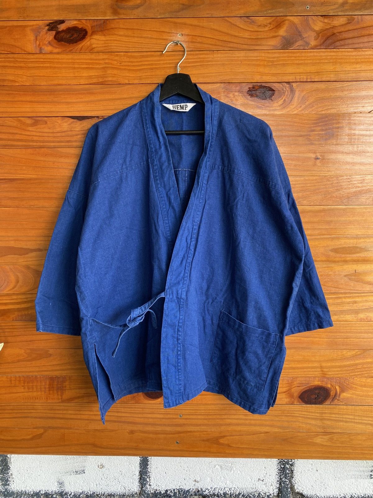 Japanese Brand Vintage HEMP Indigo Blue Kimono Jacket Style Outerwear Size US M / EU 48-50 / 2 - 3 Thumbnail