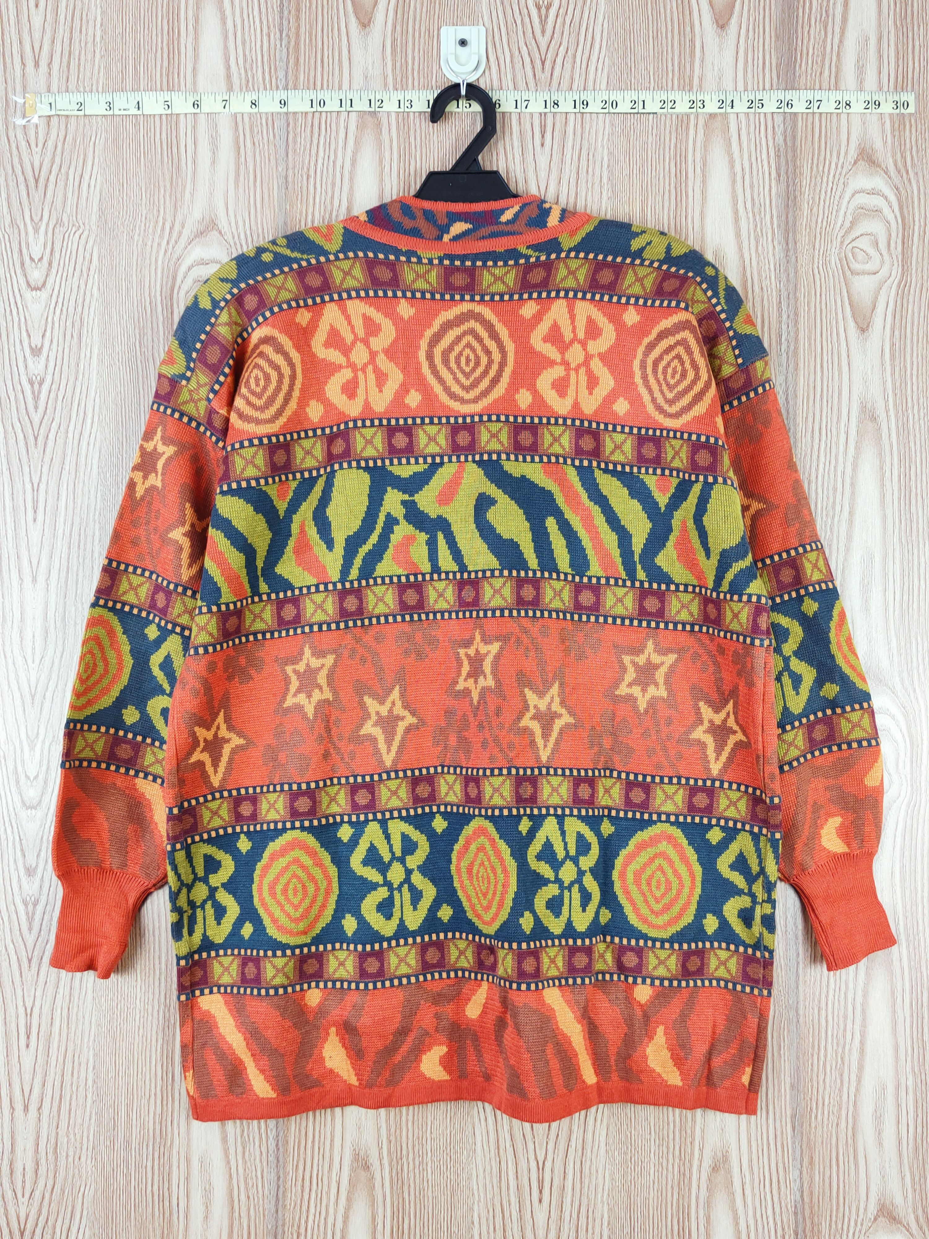 Vintage Dongwon Orange art Knitwear Cardigan #W746 Size US L / EU 52-54 / 3 - 7 Thumbnail