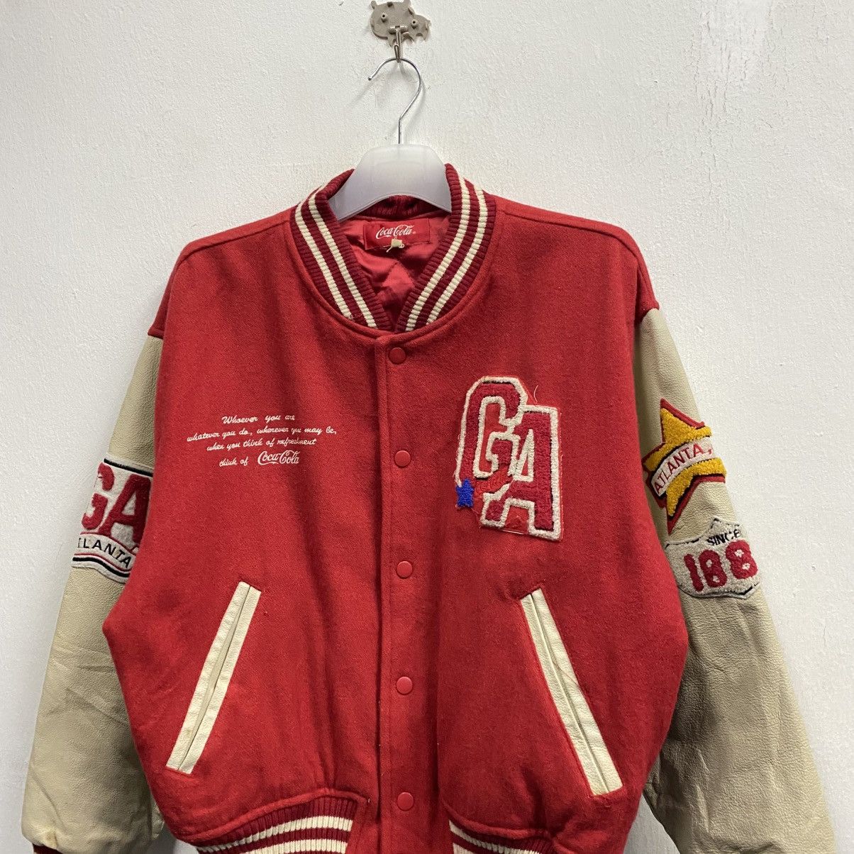 Coca Cola Vintage Coca-Cola 'GA Atlanta' Wool Leather Varsity Jacket Size US S / EU 44-46 / 1 - 3 Thumbnail