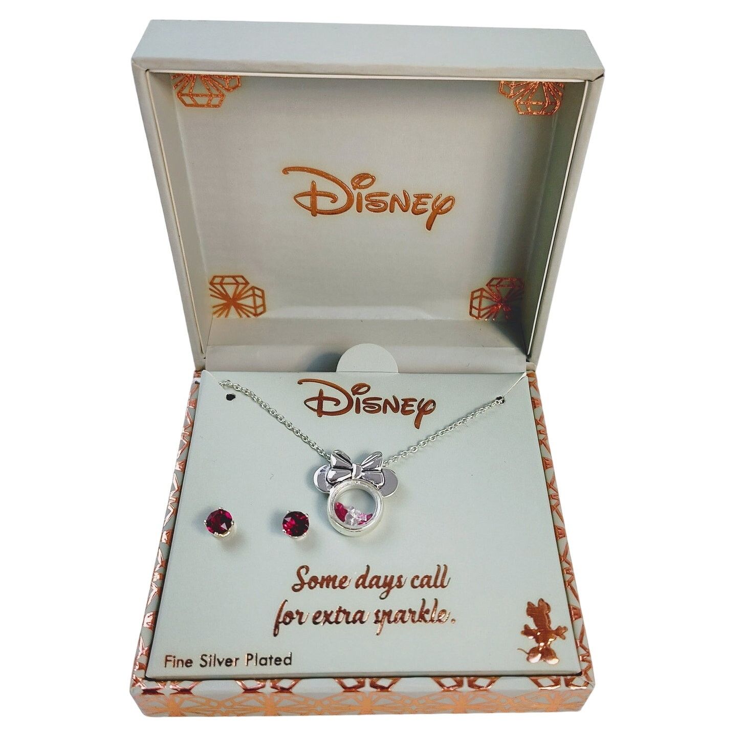 Disney Disney Minnie Mouse Maroon Necklace & Earrings Set NIB Size ONE SIZE - 1 Thumbnail