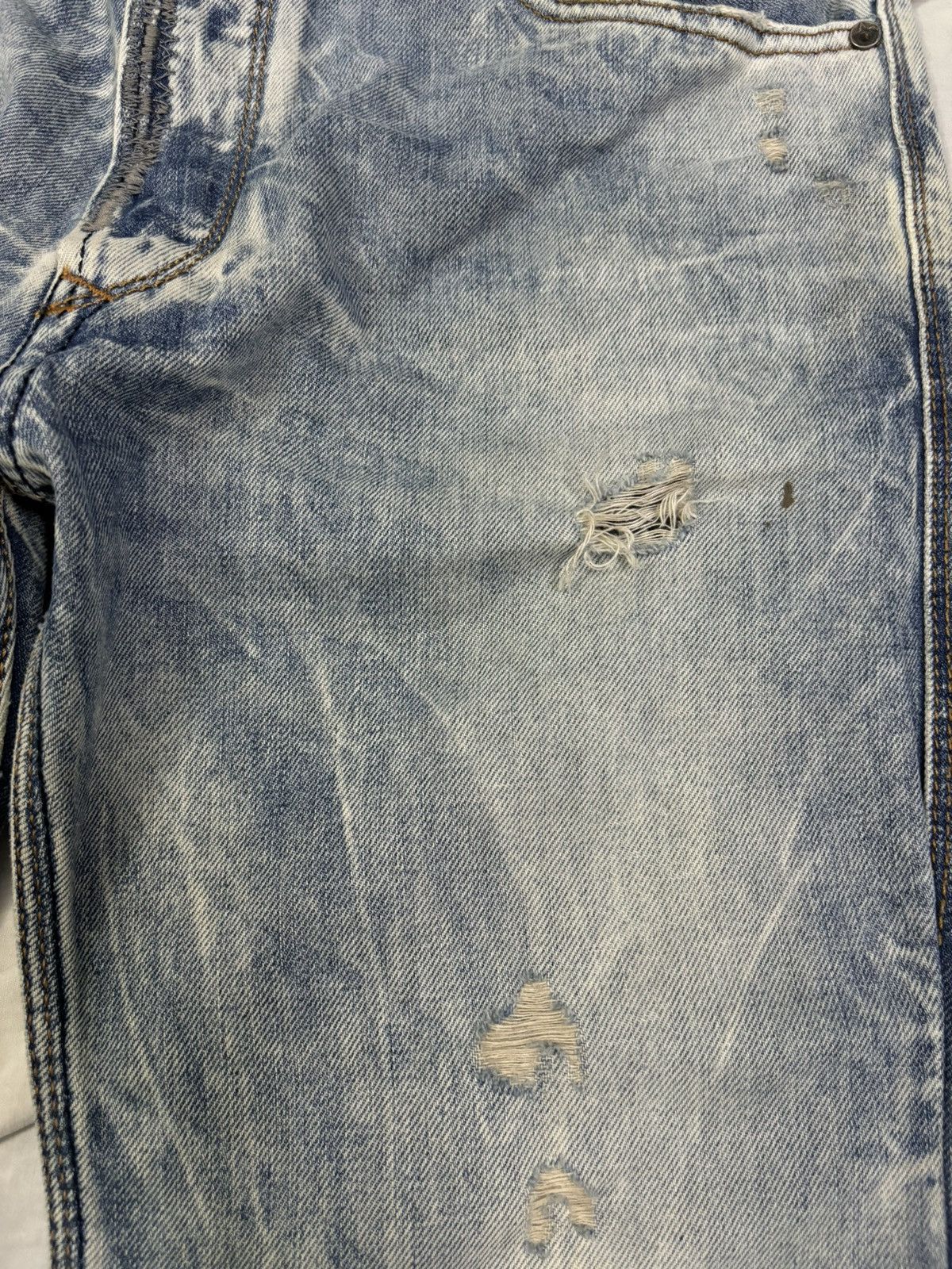 Diesel Diesel Industry Acid Wash Patched Distressed Curved Jeans Size US 31 - 6 Thumbnail