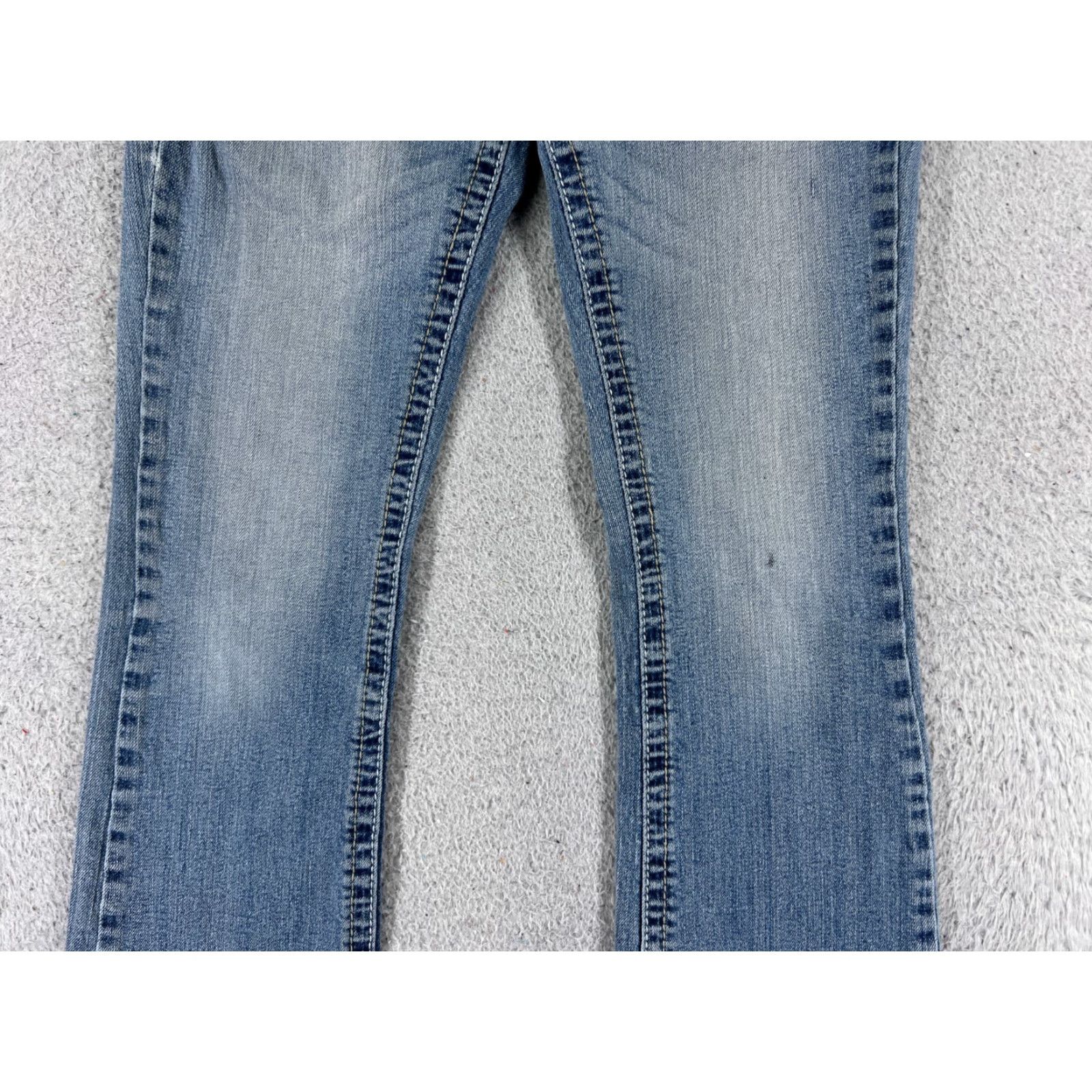 Vintage Maurices Jeans Womens Bootcut Denim Blue Cotton Low Rise 26 in 26x28 5-Pocket Embroidered Regular Stretch Size 25" / US 0 / IT 36 - 3 Thumbnail