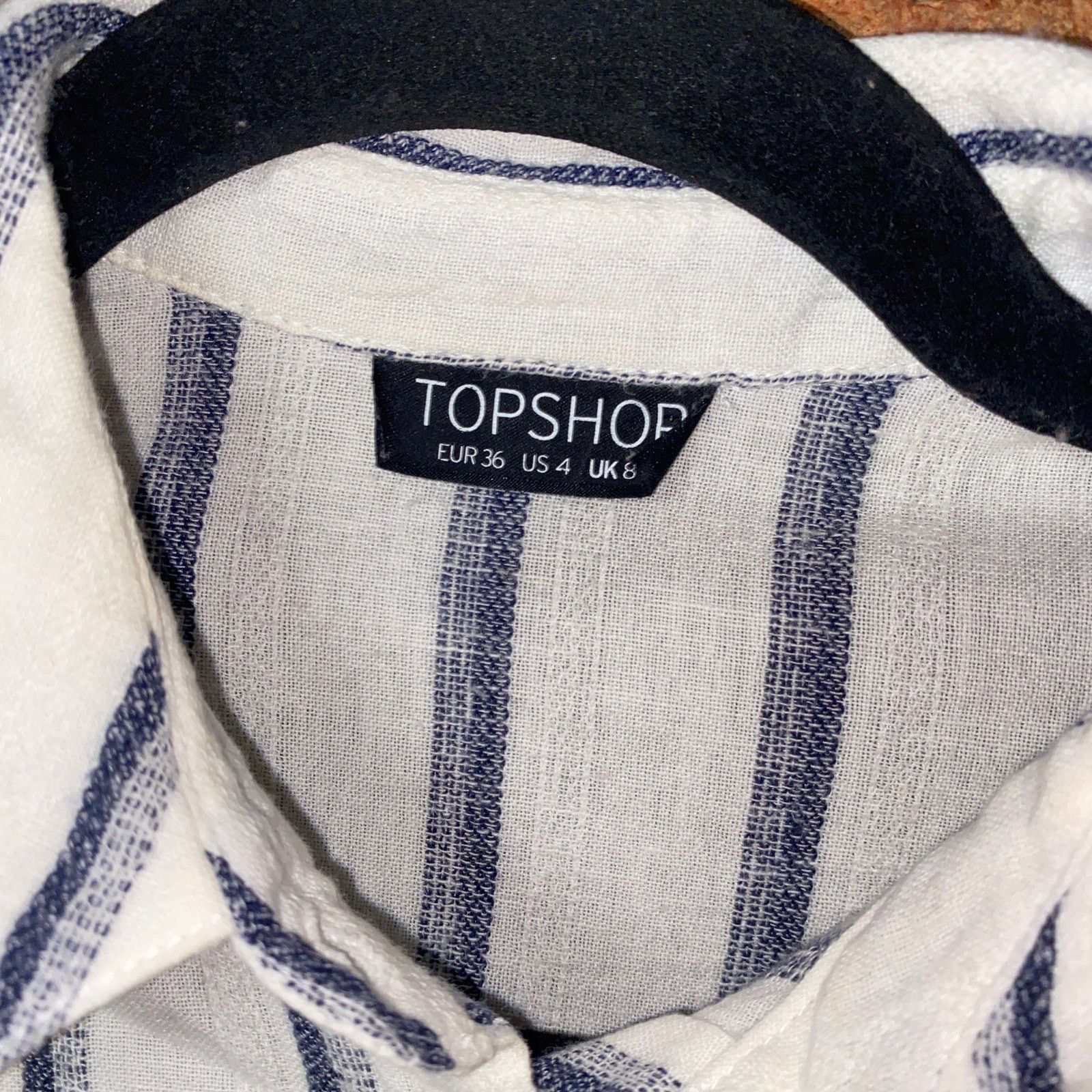 Topshop Topshop White Blue Striped Oversized Button Down Top US 4 Size S / US 4 / IT 40 - 5 Thumbnail