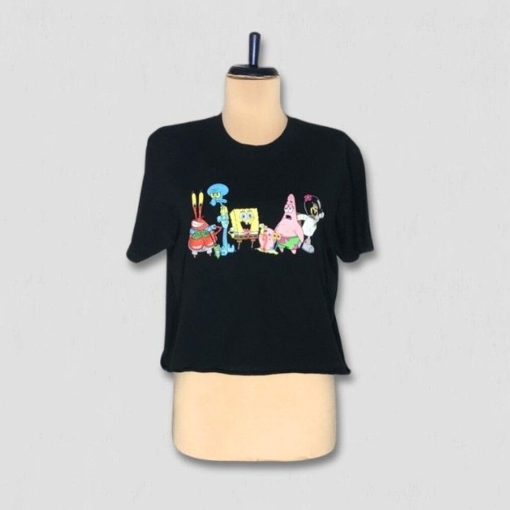 Nickelodeon Nickelodeon Cropped T-Shirt SpongeBob SquarePants Black sz M Size M / US 6-8 / IT 42-44 - 1 Thumbnail