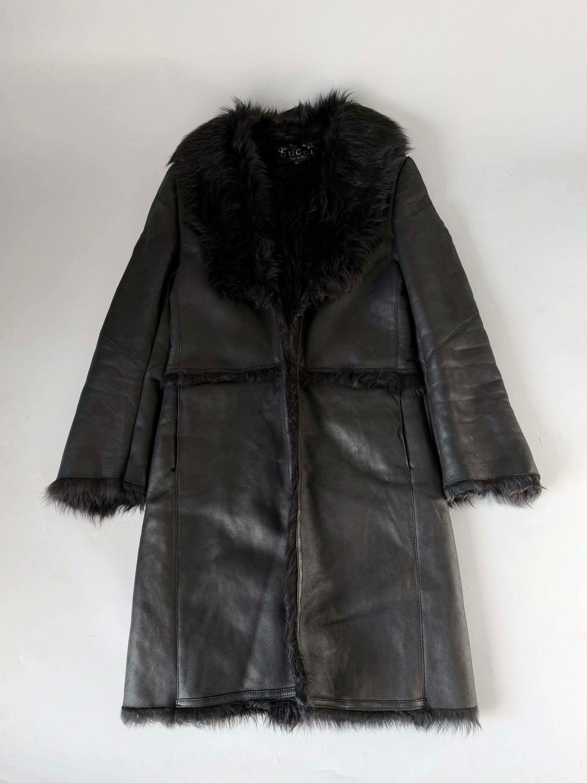 Gucci 2000’s Gucci by Tom Ford Black Shearling Leather Coat Size XS / US 0-2 / IT 36-38 - 1 Thumbnail