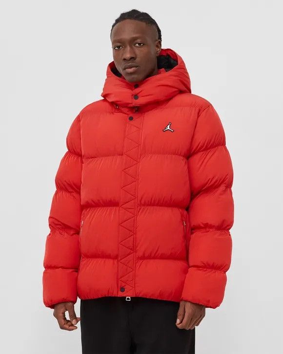 Jordan Brand Nike Air Jordan Puffer Jacket Red Full Zip Hooded Repel ...