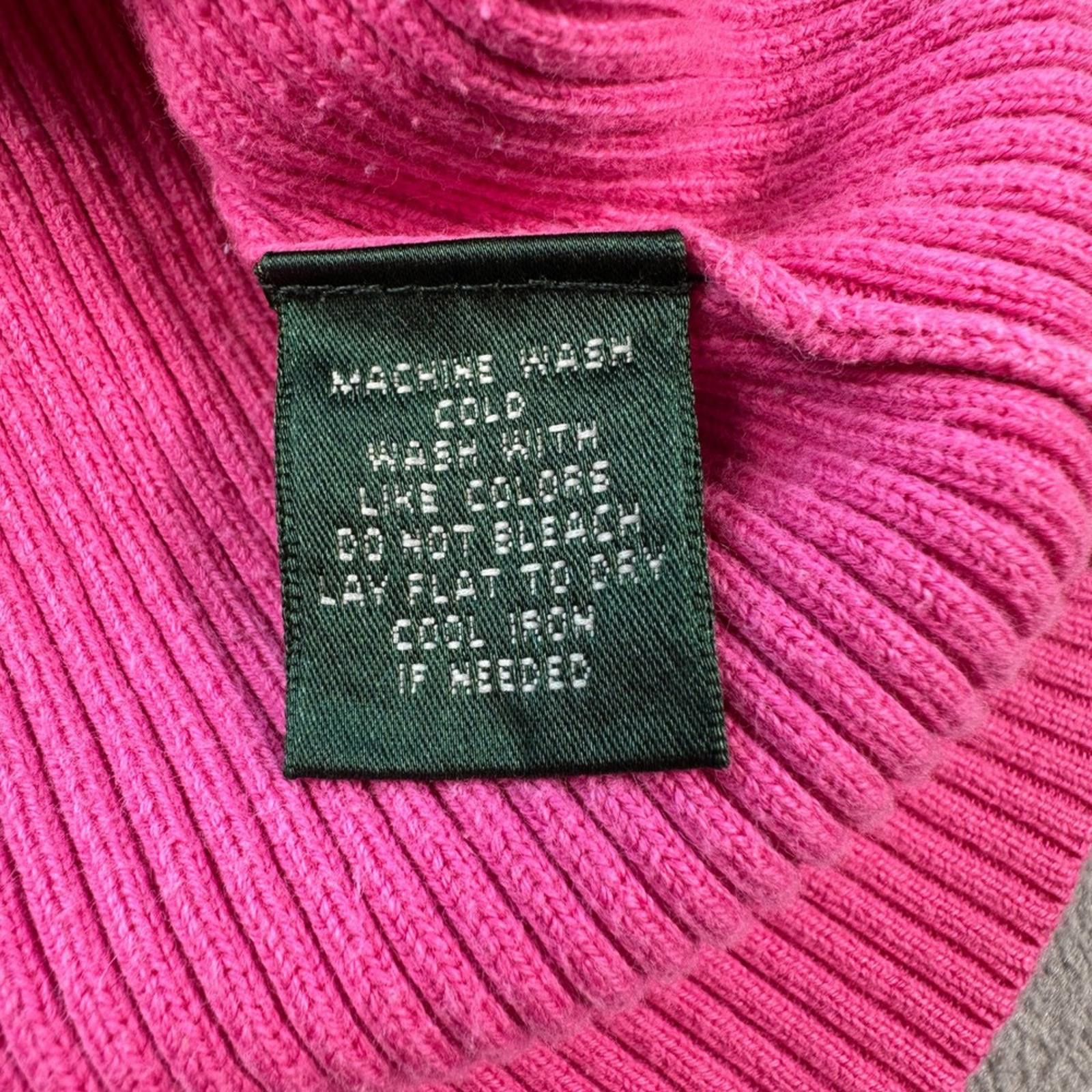 Lauren Ralph Lauren Lauren Ralph Lauren Turtleneck Sweater Pink Ribbed Womens XL Size XL / US 12-14 / IT 48-50 - 6 Thumbnail