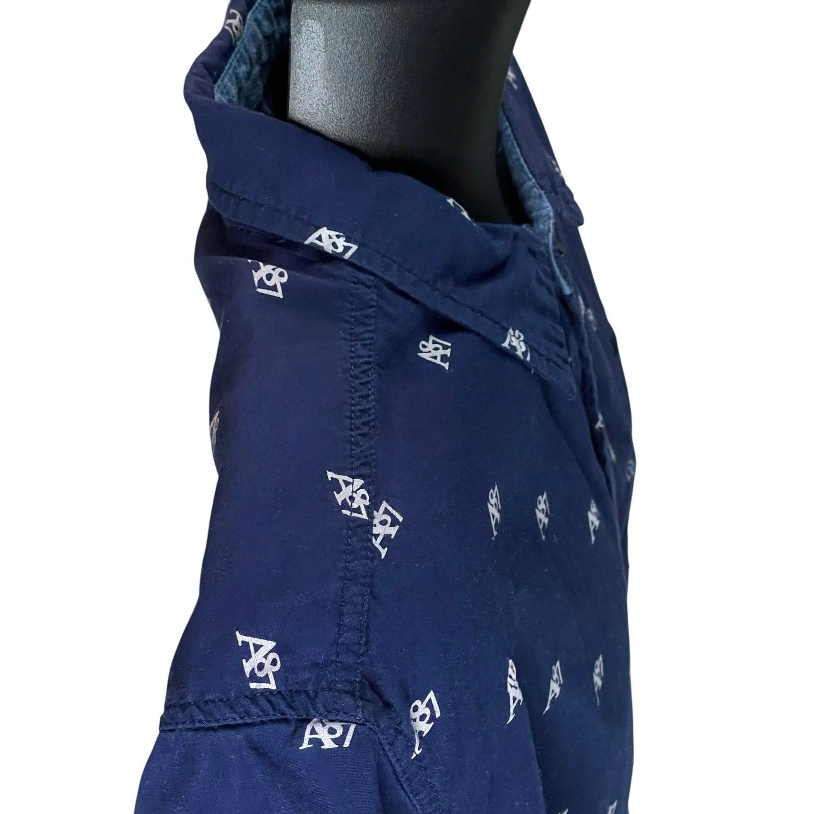 Aeropostale Aeropostale A87 Men’s Short Sleeve Button Up Shirt Navy Blue Size US L / EU 52-54 / 3 - 4 Thumbnail
