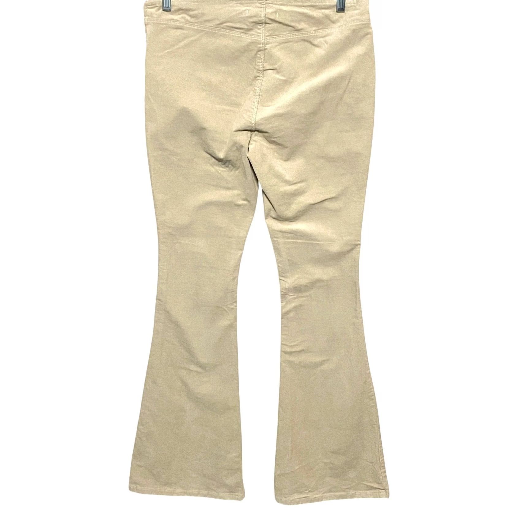 Pacsun PacSun Low Rise Corduroy Pants Women 28 Cement Khaki Flare Pull On Retro Hippie Size 28" / US 6 / IT 42 - 2 Thumbnail