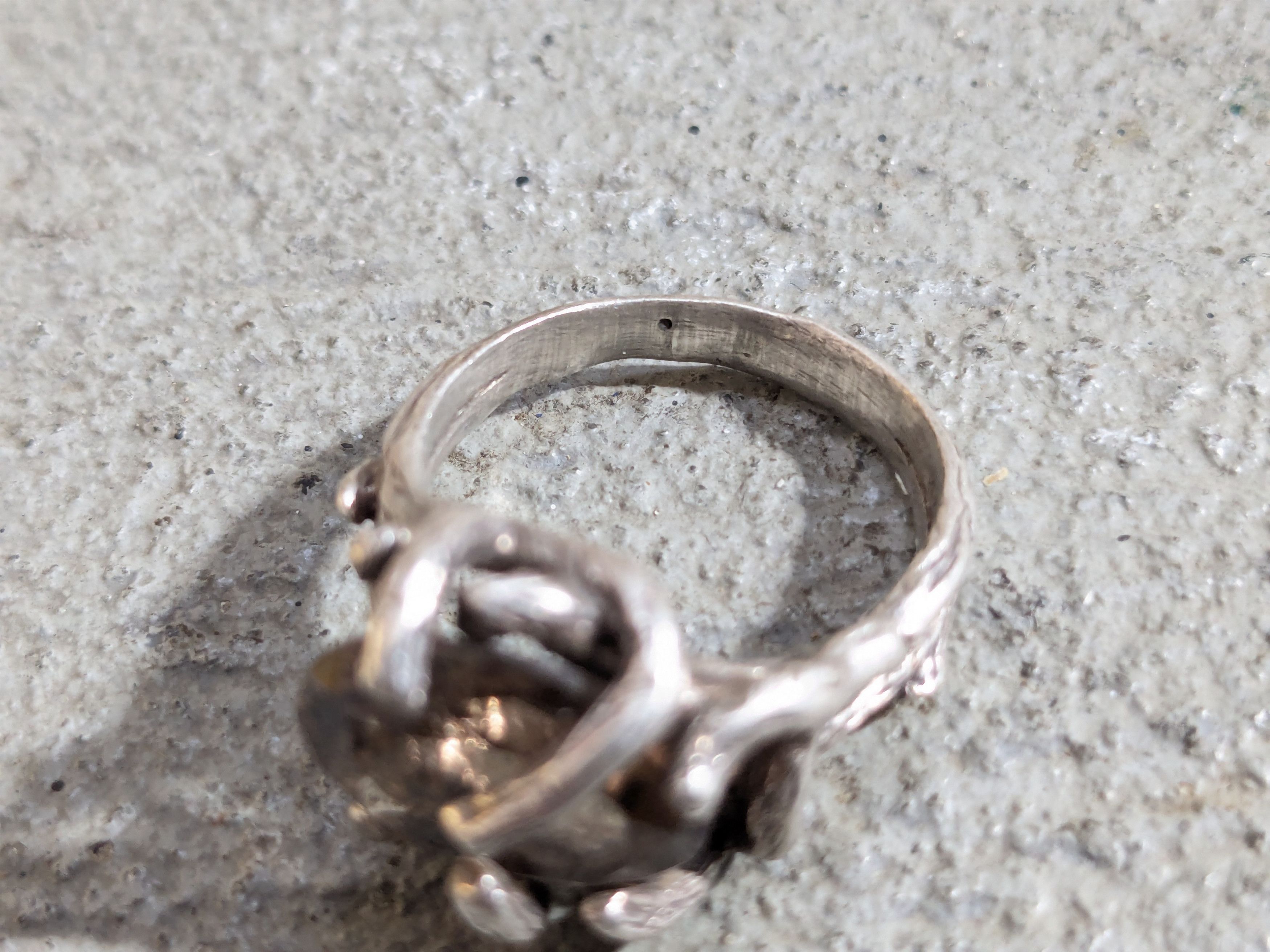 Vintage Vintage Sterling Silver Ring Smoky Quartz 8.25 Brutalist Size ONE SIZE - 8 Thumbnail