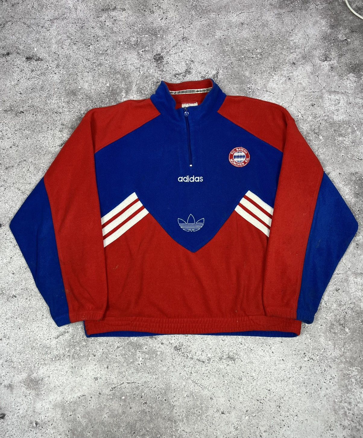 Adidas Vintage Bayern Munich 1995/96 Adidas Fleece 1/4 Zip Jacket Size US L / EU 52-54 / 3 - 1 Thumbnail